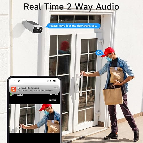 Miniatura 9 de 4 cámaras WiFi 2.4G5G para seguridad en el hogar con panel solar integrado, cámaras de seguridad solar de 2.5 K inalámbricas para exteriores con