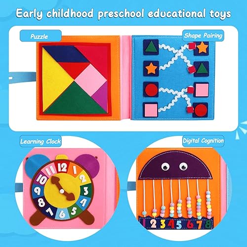 Miniatura 3 de Cobelae Montessori Toys - Tabla de actividades para niños pequeños, libro silencioso de viaje en avióncarretera para bebés, actividades de