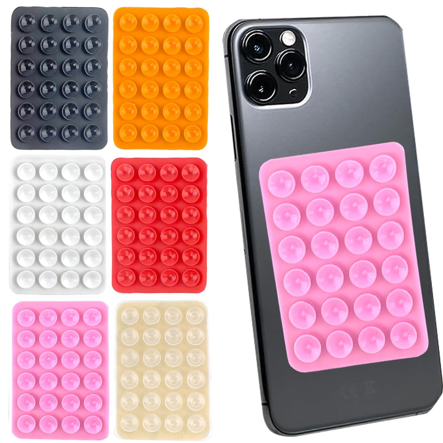 STAYOUNG 6 Pcs Silicone Suction Phone Case Adhesive Mount,Hands-Free Mobile Accessory Holder back of phone, Anti-Slip Hands-Free Phone Holder for Selfies and Video