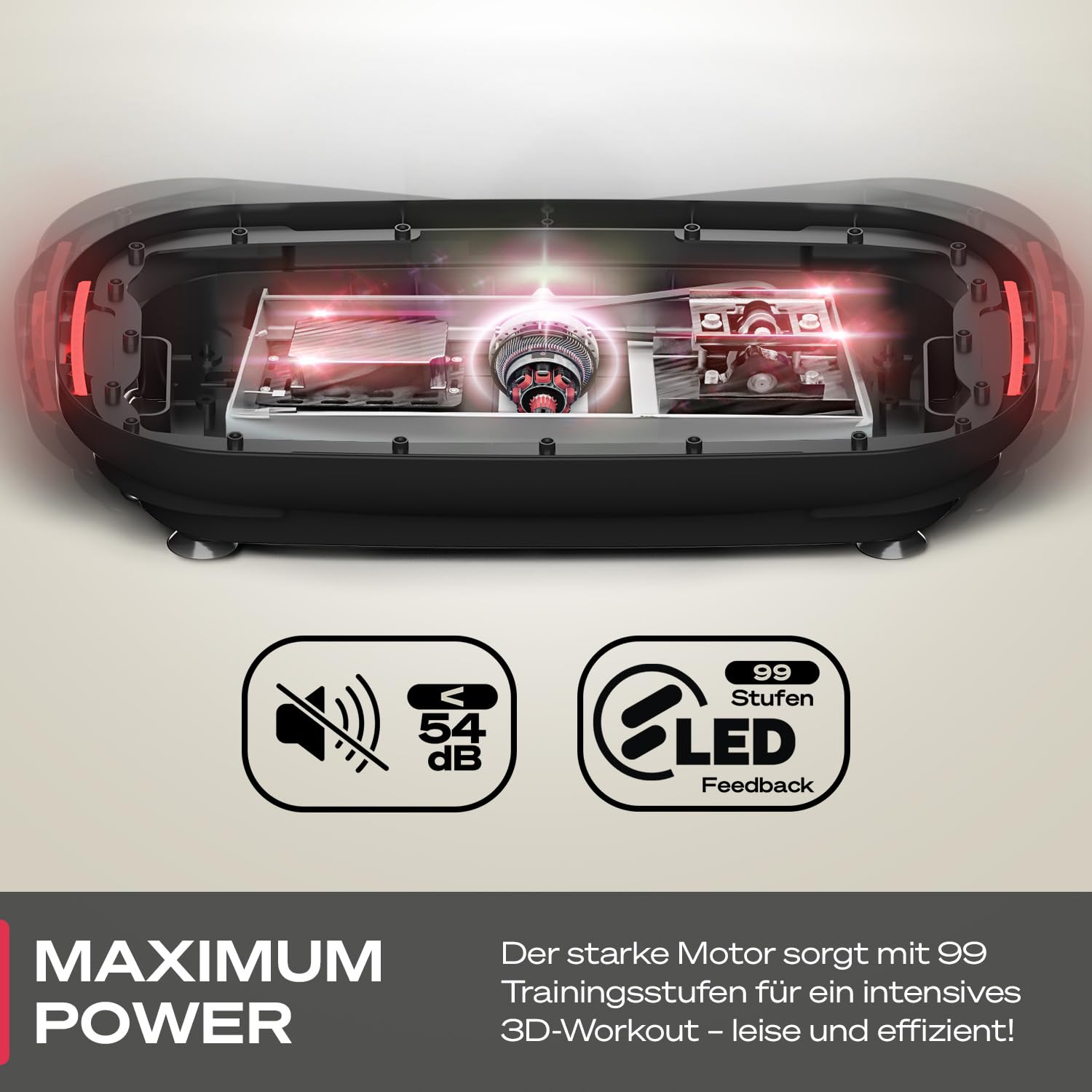 Sportstech VP275 3D Vibrationsplatte für Zuhause mit App-Steuerung, Rüttelplatte für Frauen & Männer, Lymphdrainage, Fettverbrennung & Muskelaufbau, Ganzkörpertraining, LED, Power Ropes, 99 Stufen