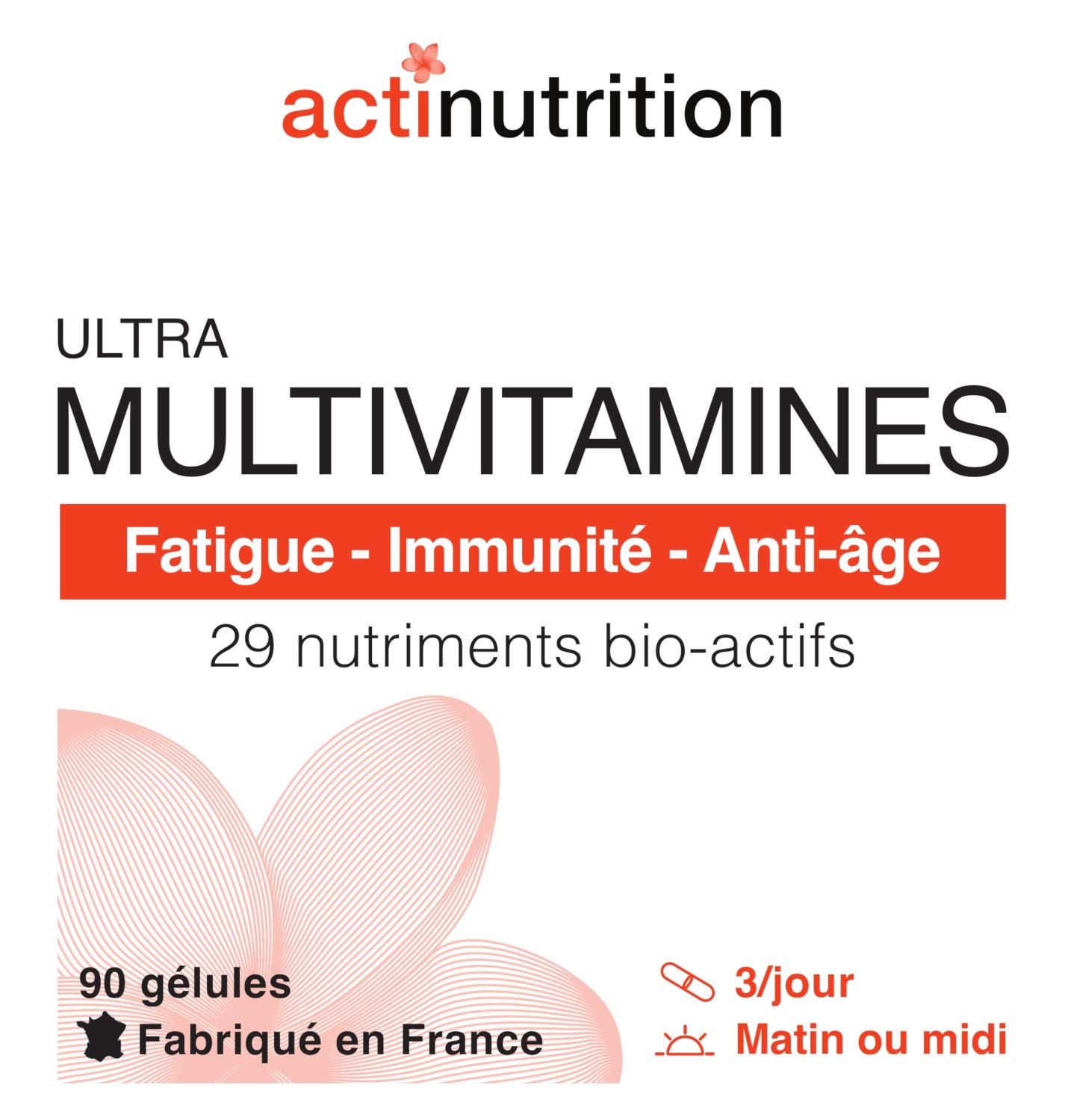 ULTRA Multivitamines | 29 Nutriments Bio-Actifs | Complexe B - B1, B2, B3, B5, B6, B7, B8 (Biotine), B9 (Acide Folique), B12 | Vitamines C & D | Vitalité & Immunité | 90 Gélules | Fabriqué en France