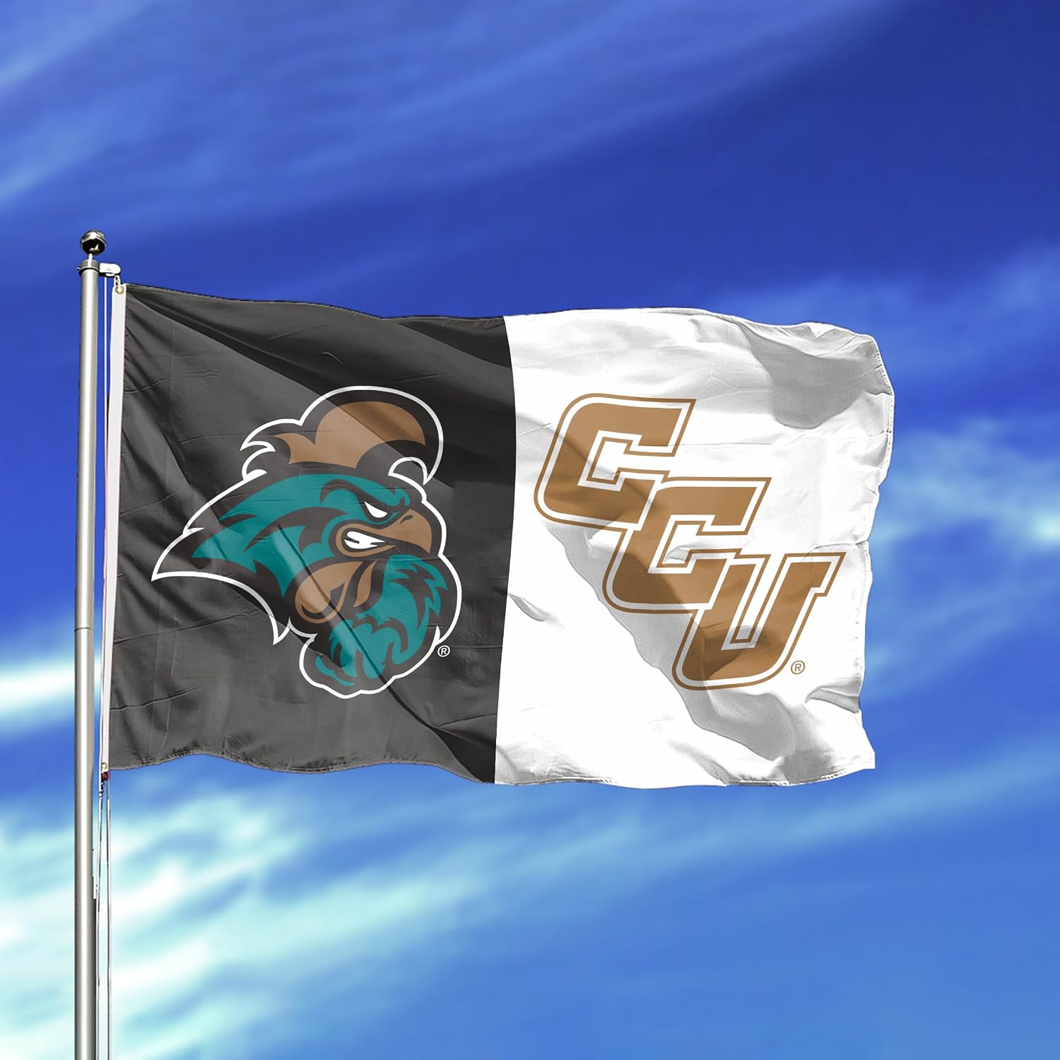 AGAS Large Coastal Carolina CCU University Chanticleers 4 x 6 Feet Flag Printed 200D Nylon with Brass Grommets 4 x 6 ft Stadium Flag