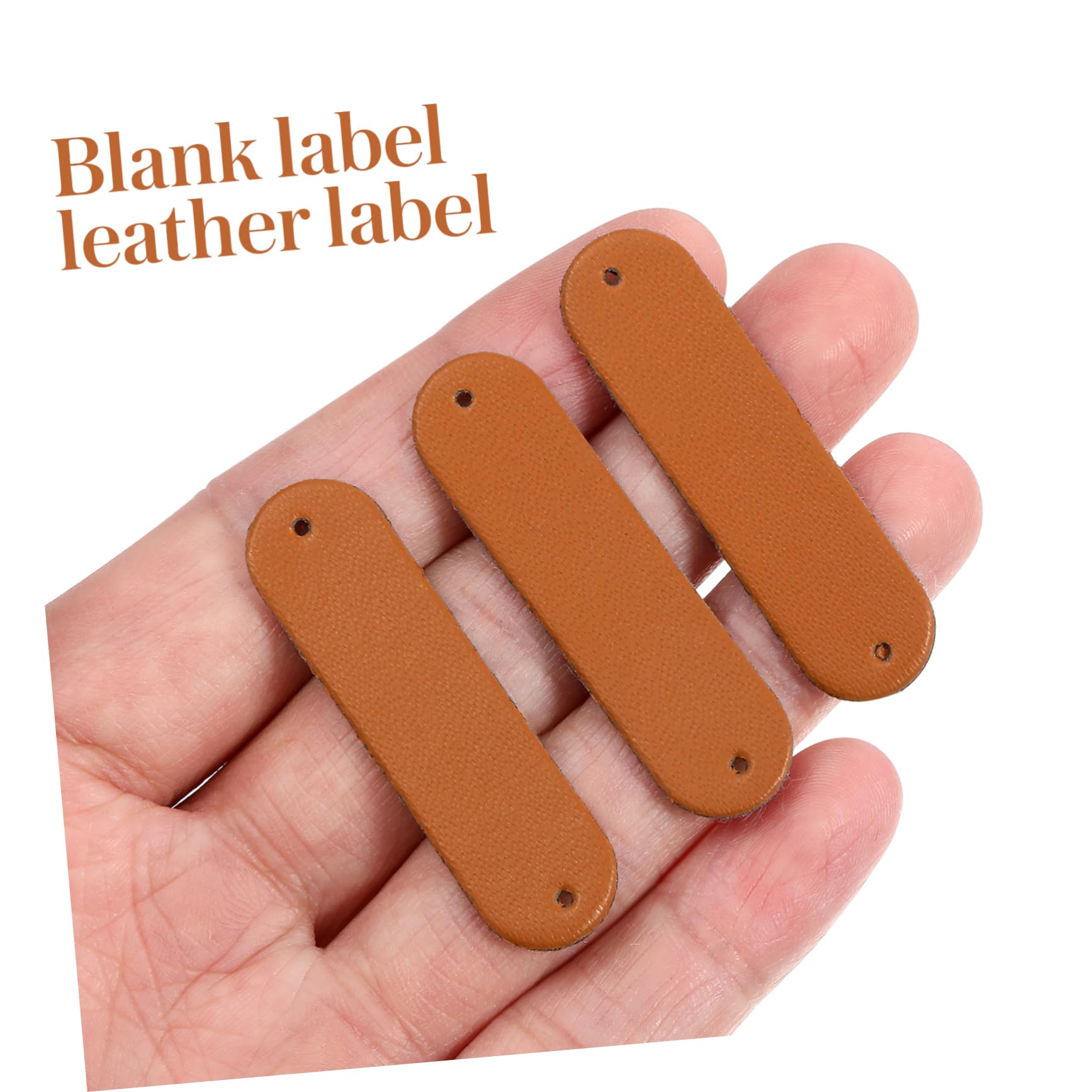 TOGEVAL Etiquetas para Coser Ropa de Cuero Sintético 100 Marrón Diseño en Relieve y Dos Agujeros, Adecuado para Manualidades y Proyectos DIY