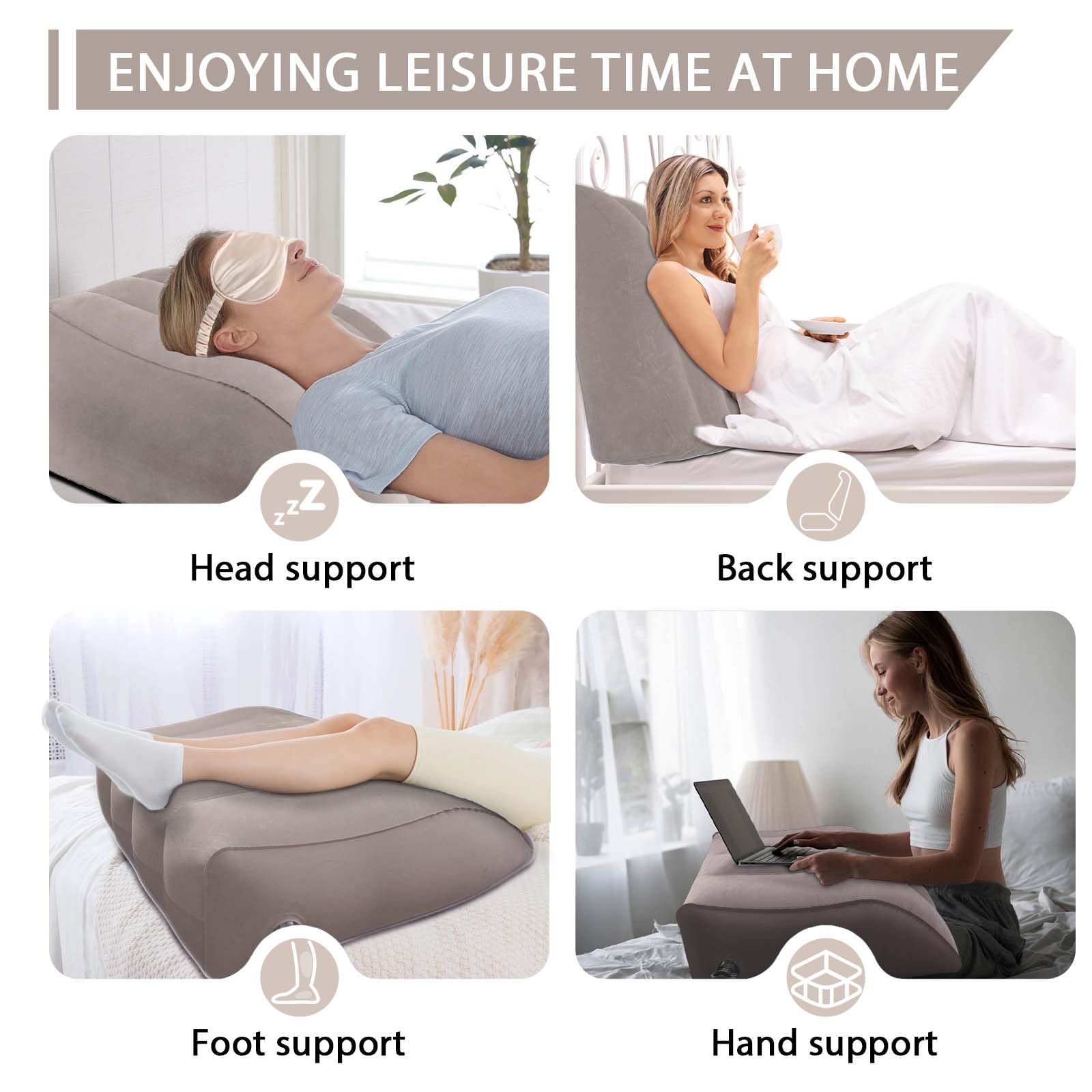 Cuscino per gambe sollevate gonfiabile, Cuscino per gambe con mascherina per dormire e borsa, ergonomico per alleviare le gambe, migliorare la circolazione, sonno, gravidanza e recupero