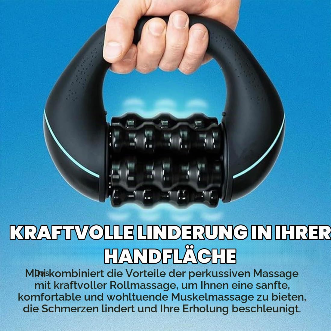 Elektrisches Handmassagegerät mit Rollen, Massageroller Elektrisch für Tiefengewebsmassage, Kabelloses Massagegerät Nacken Schulter und Beine, Faszienrolle Elektrisch zur Muskelentspannung (Upgrade)