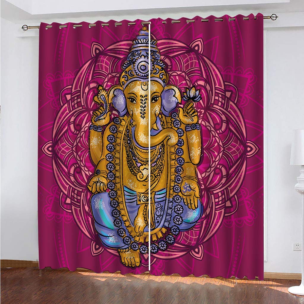 Rideaux occultants roses style ethnique 132x160 cm pour salon