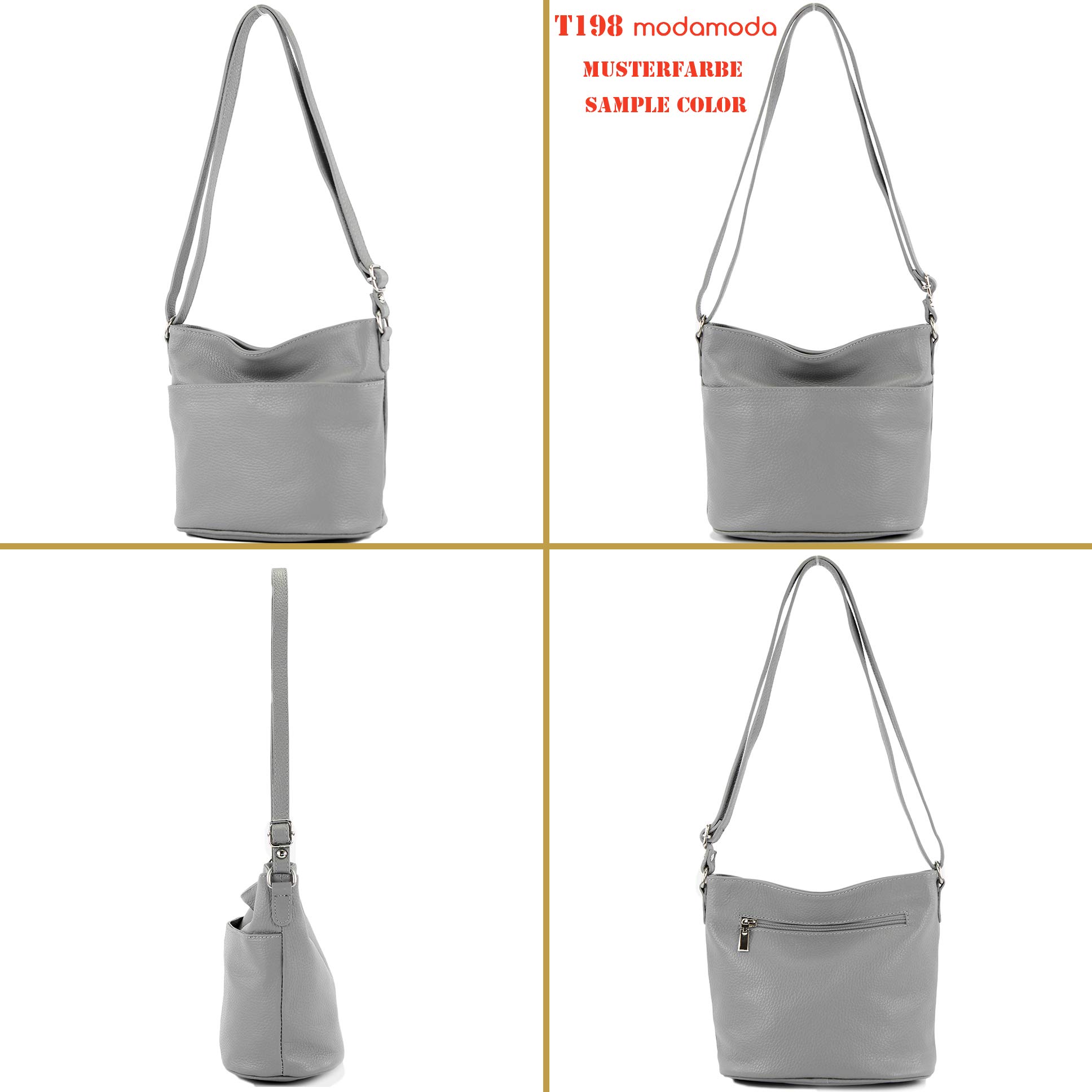 modamoda de - T198 - ital. Riñonera Bandolera pequeña de piel, Rosa., S