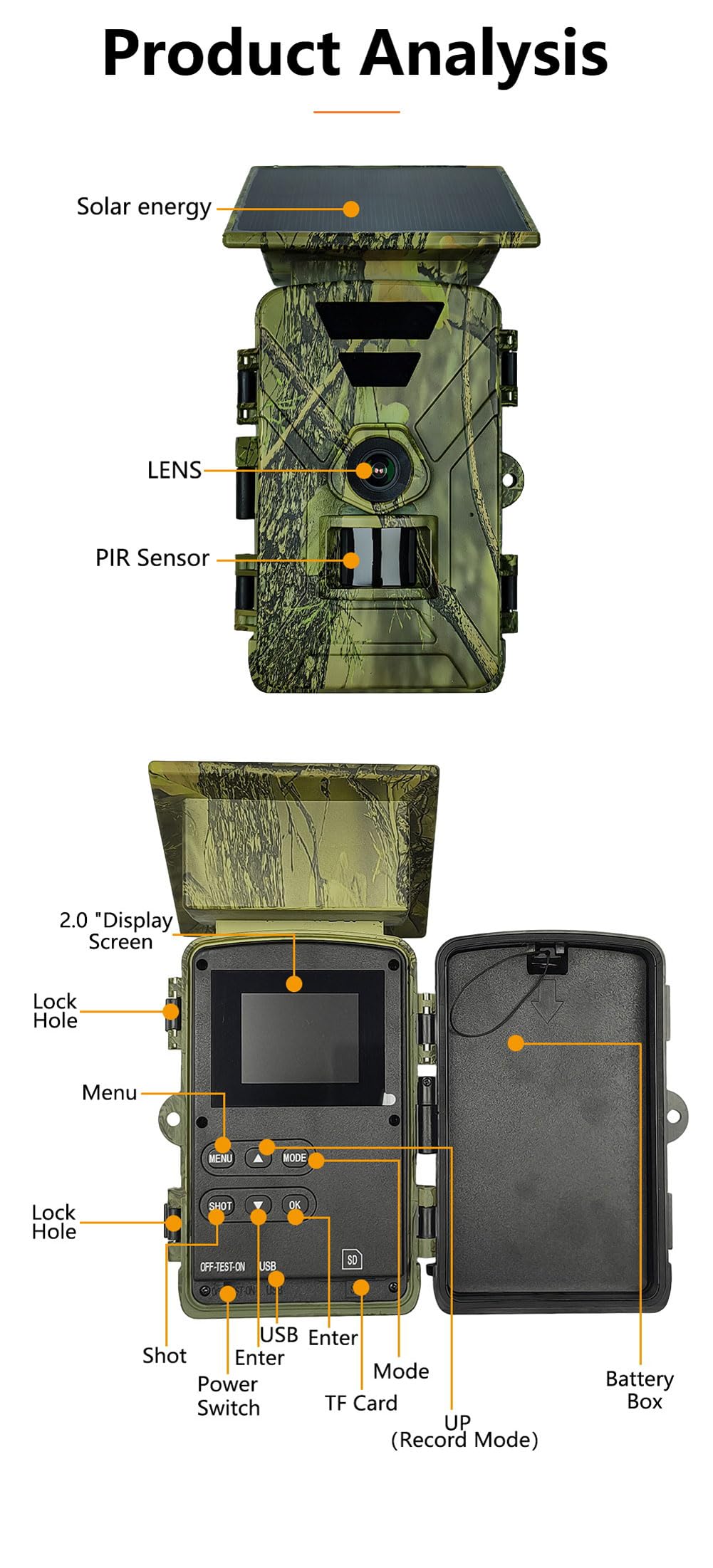Beyerswerk's NatureEye Pro Wildkamera Solar 8K 60MP IP66 Wasserdicht Bewegungsmelder Nachtsicht Wiederaufladbar Outdoor Überwachungskamera