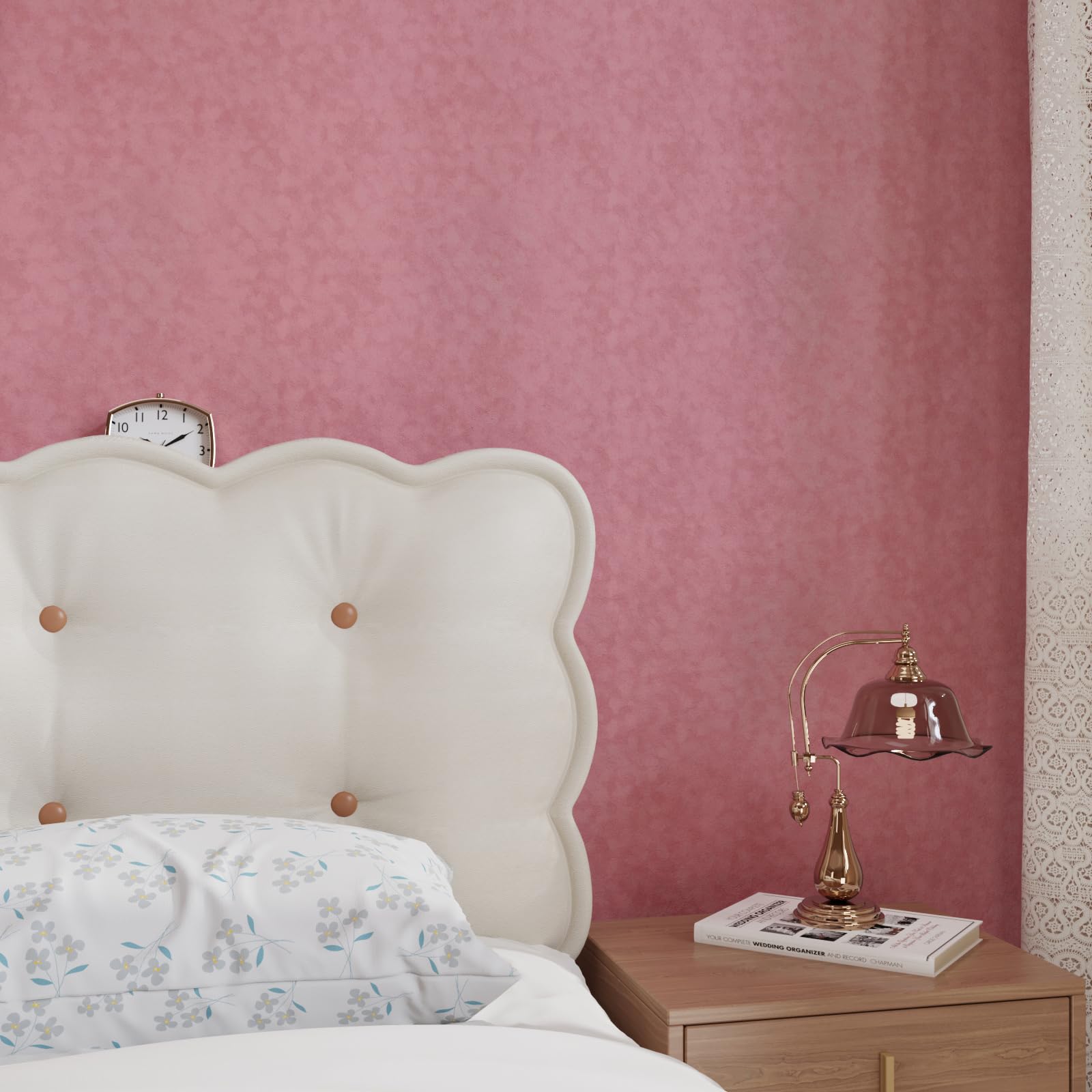 CRE8TIVE Coral Pink Velvet Wallpaper Thick Flocking Cloth Peel and Stick Felt Fabric Vinyl Wrap for Bedroom Velvet Contact Paper for Drawer Liners Jewelry Box Cupboard 30 x 200cm - Image 4