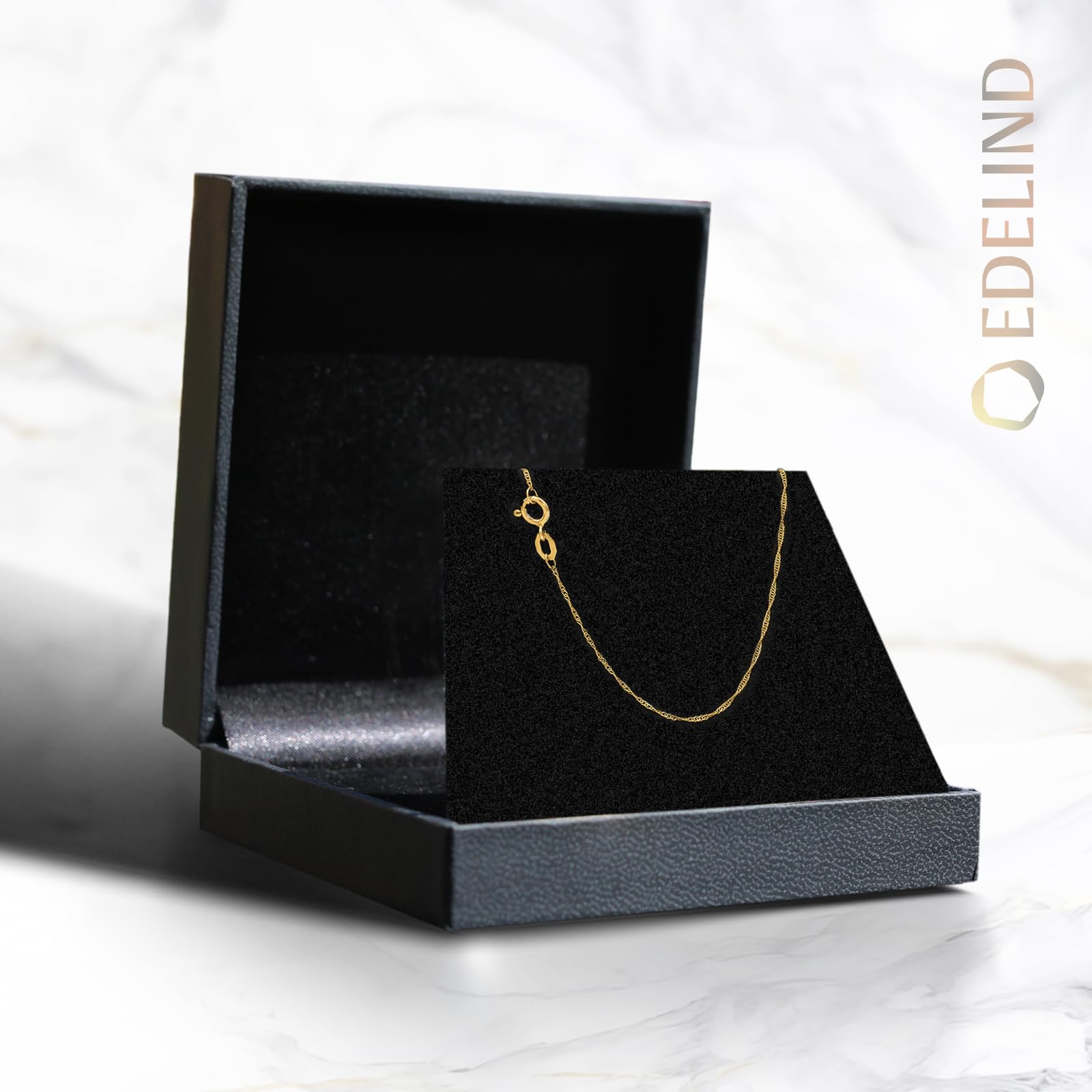 EDELIND Goldkette Damen 585 333 Echtgold - Singapurkette 1 mm Gelbgold auch 375, 750 - mit Geschenkbox