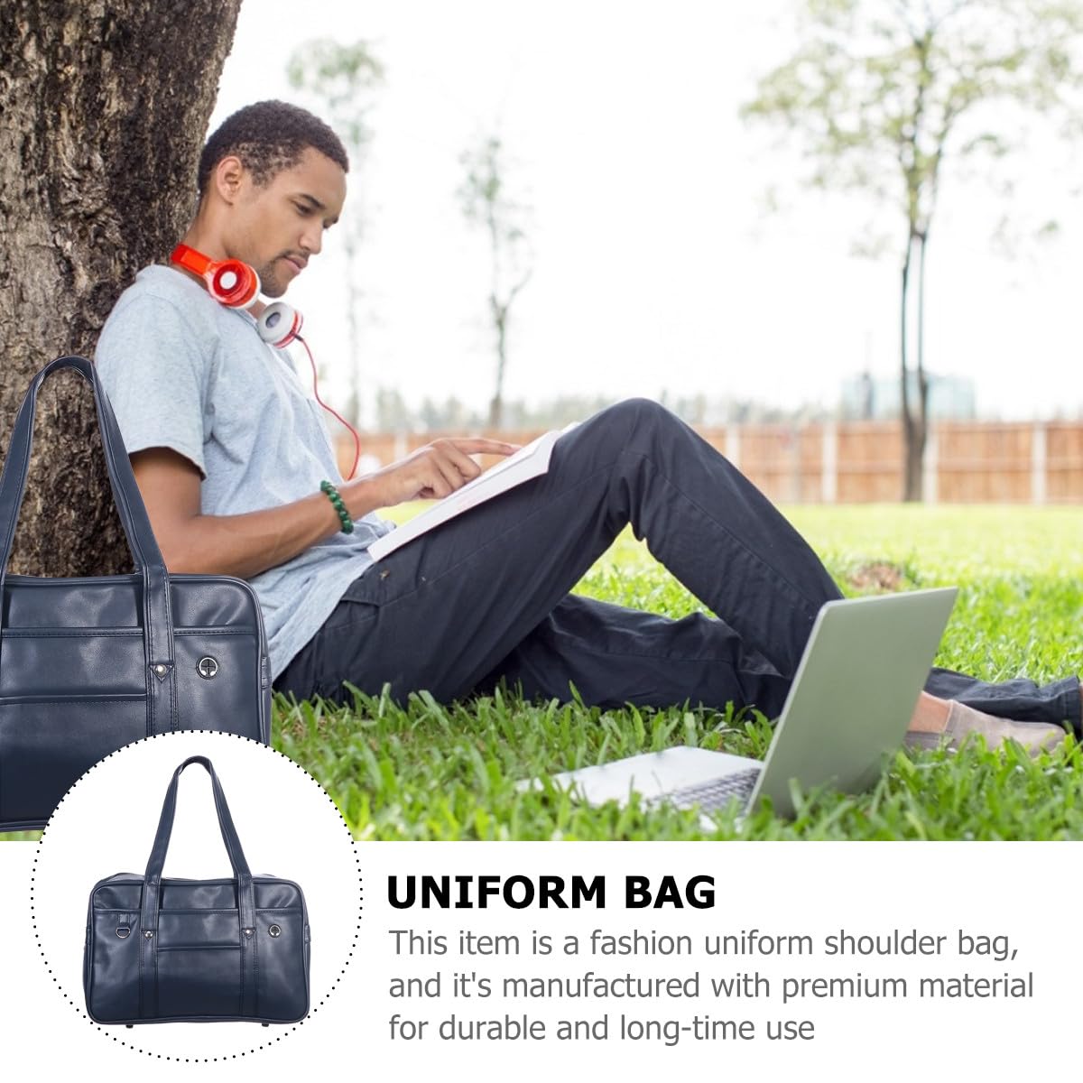 Yardwe Borsa Tracolla in Pu per Laptop Grande Capacità, Leggera e Portatile, Design Moderno Semplice per Ufficio e Uso Quotidiano