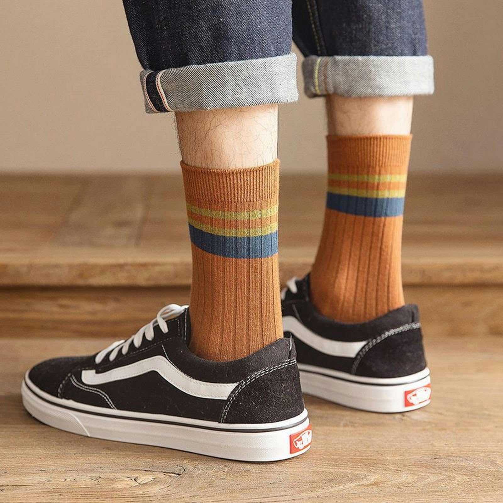 MdybF Ciabatte USA e Getta 10 Paia Uomini Calzini di Cotone A Righe Primavera Moda Casual Calzini Calzini di qualità Uomo
