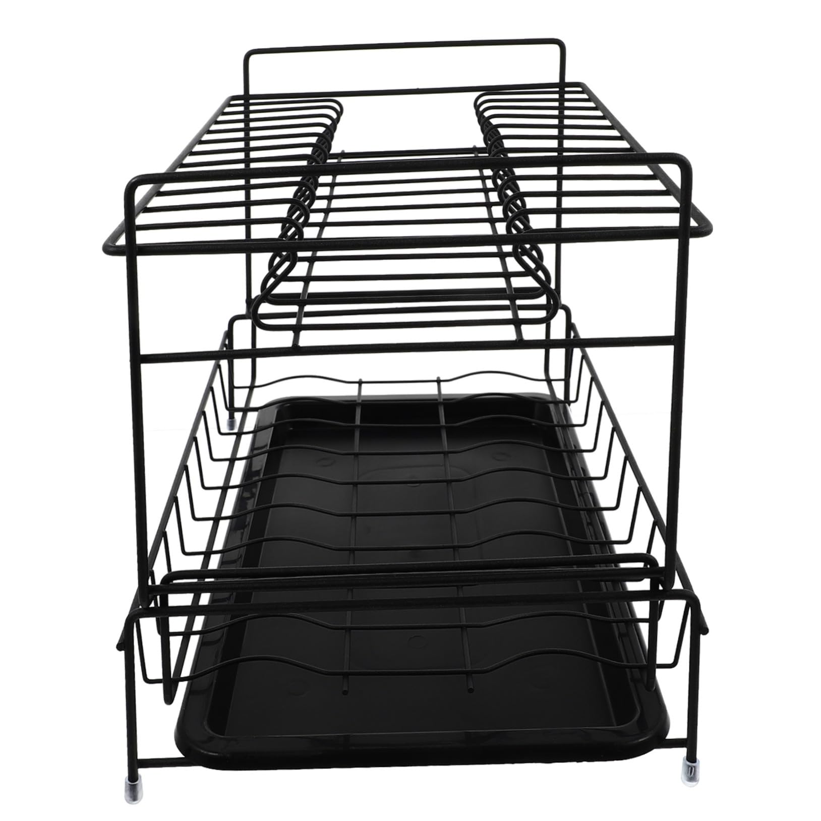 ABOOFAN Étagère de Rangement pour Assiettes Double Niveau en Fer Noir