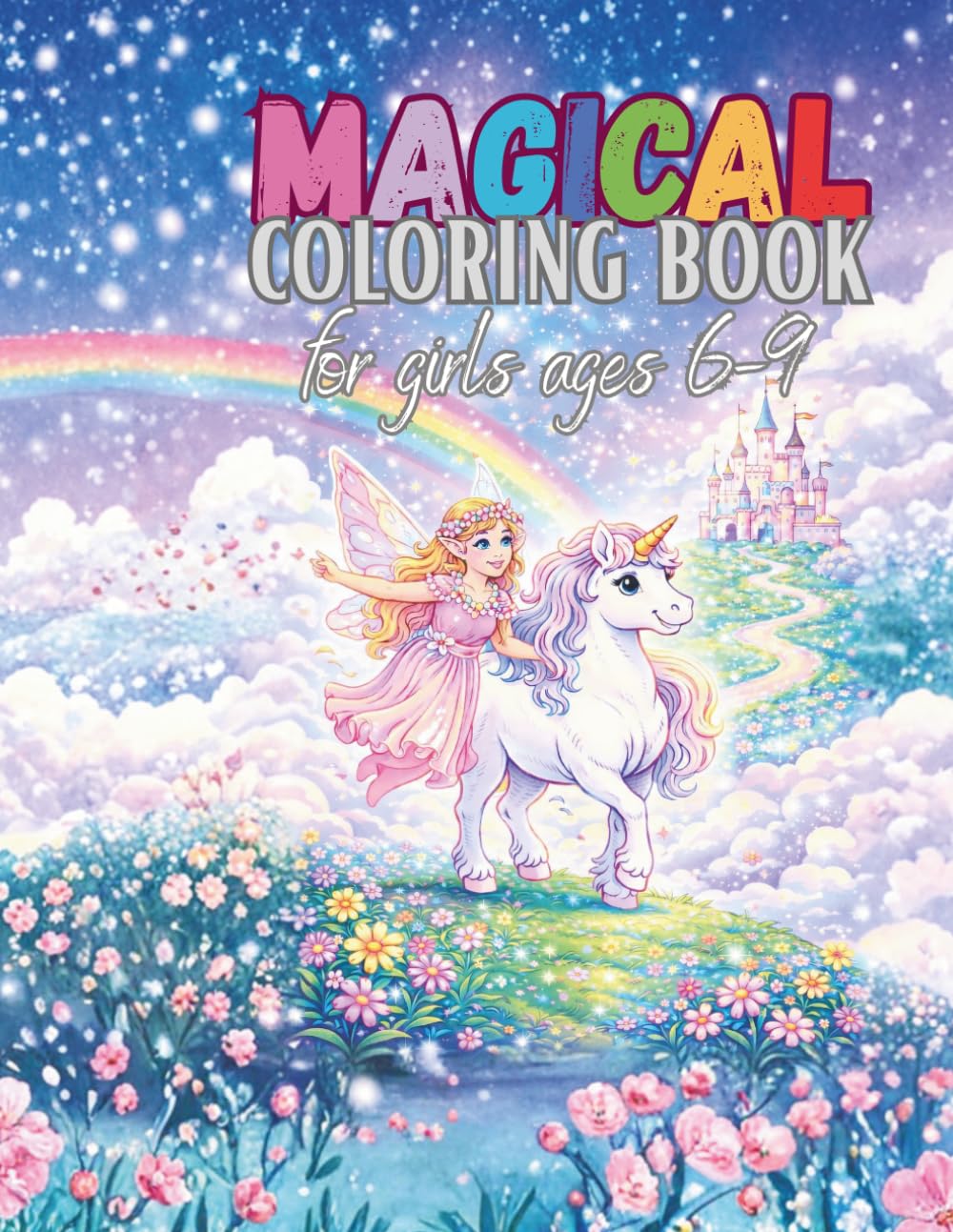 Magical Fairy Coloring Book for Girls Ages 6-9: Cute Fairies, Unicorns, Castles and Fantasy Worlds – Fun Coloring Book for Kids
