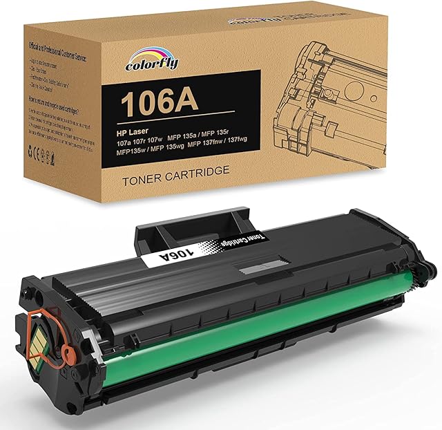 Colorfly 106A Toner Cartridges Compatible for HP 106A W1106A Replacement for Laser 107a 107r 107w MFP 135a 135r 135w 135wg MFP 137fnw 137fwg (1 Black)