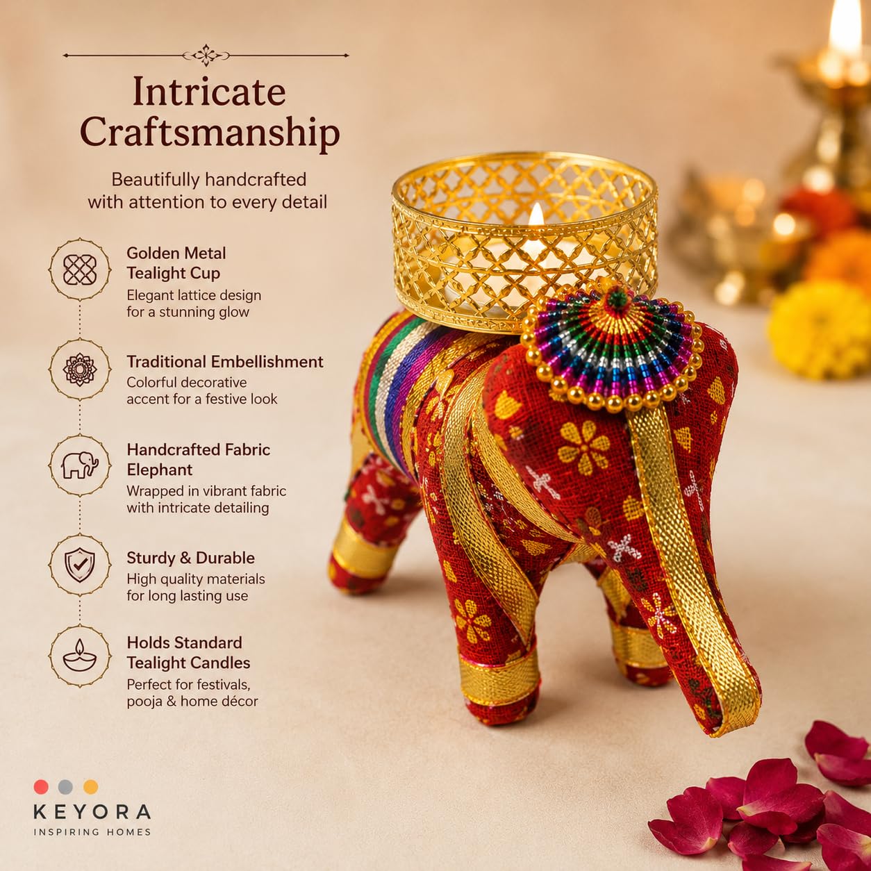 Elephant Tealight Holders - Diwali Decor & Gifts -3