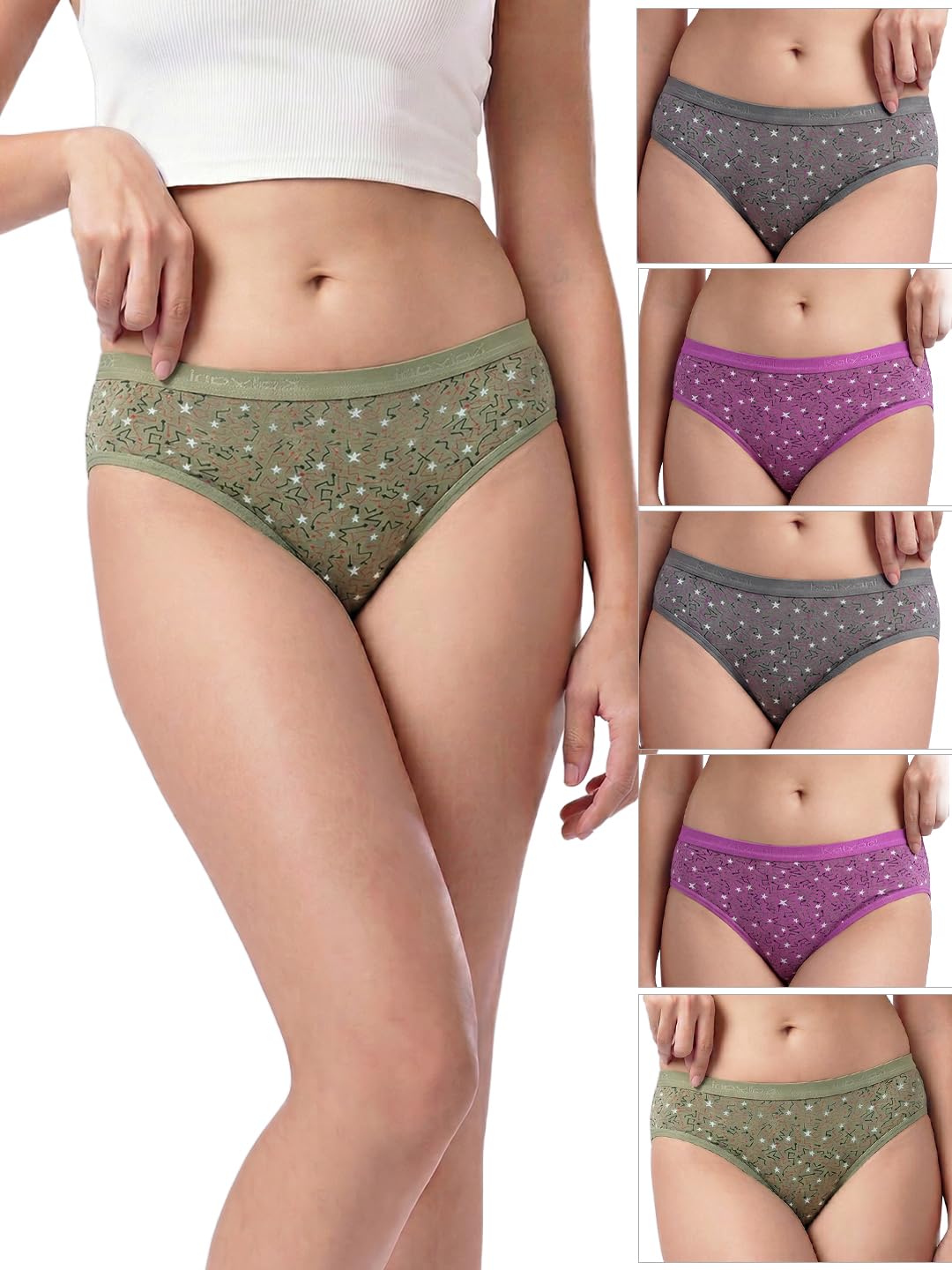 kalyani Medium Coverage Cotton Lycra Fabric Mid Waist Printed Hipster Panties for Women | Pack of 6 | Colors and Prints May Vary-picture-50