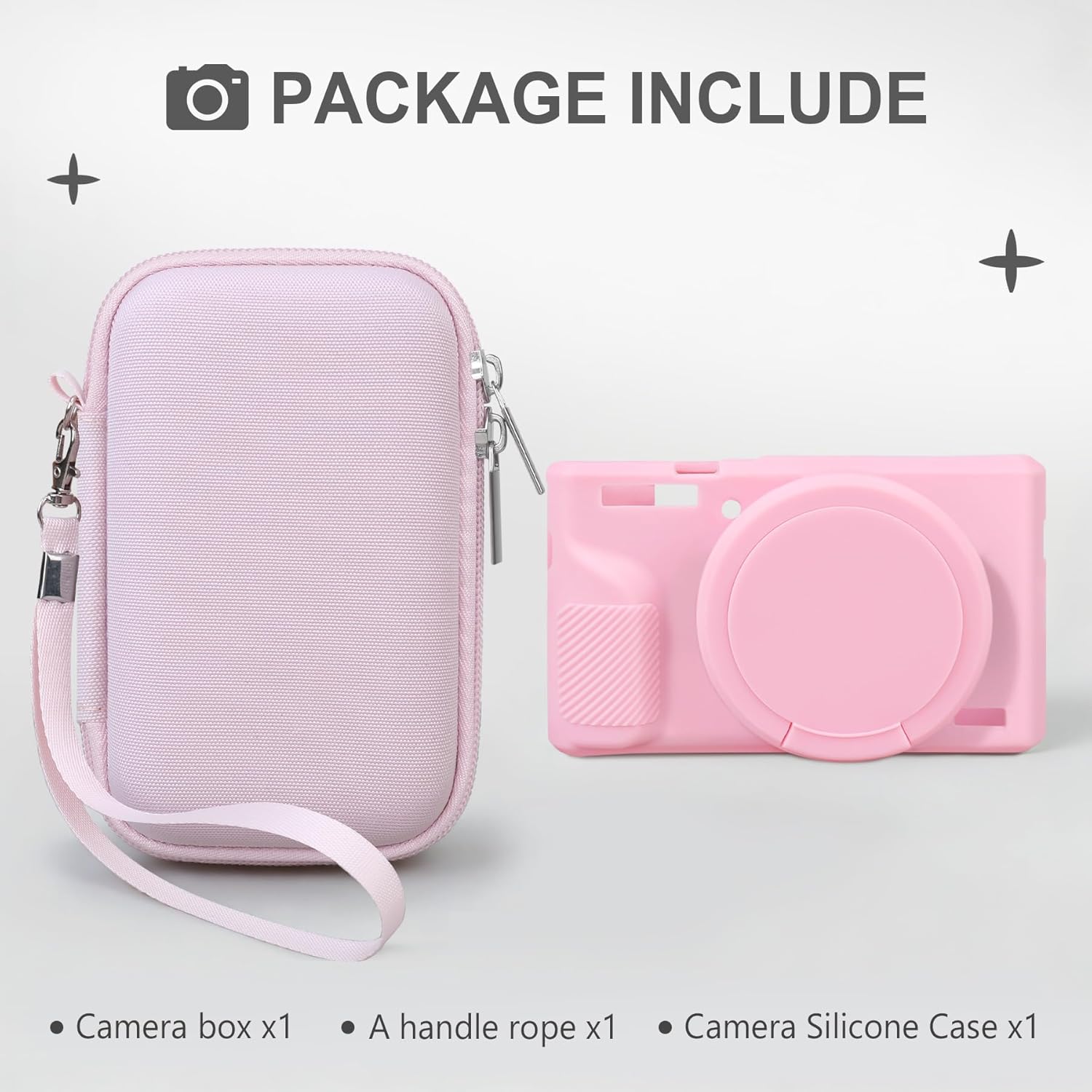 BOVKE Hard Case + Silicone Cover for Canon Powershot G7 X Mark III Digital Camera, Shockproof EVA Storage Bag with Soft Silicone Protective Case, Removable Lens Cover, Wrist Strap, Jelly Pink