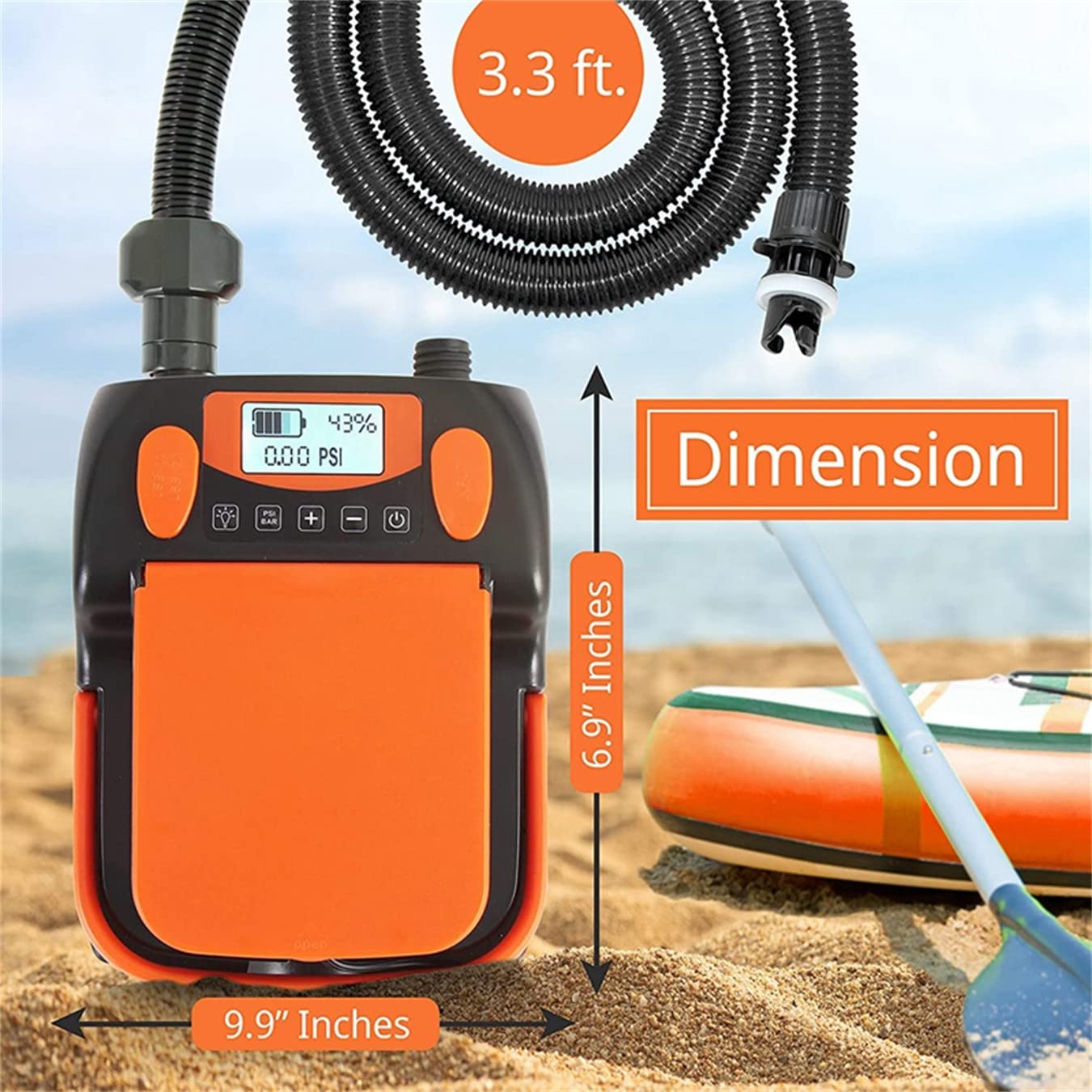 Pompe à air électrique pour SUP et kayak – Pompe à pagaie rechargeable avec fonction de gonflage et de dégonflage 16 psi