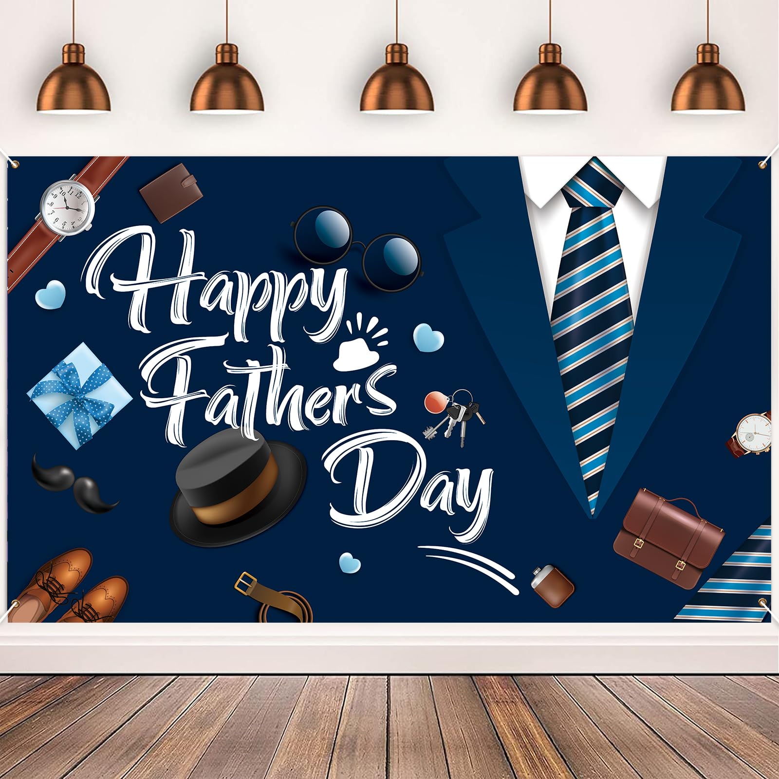 Bonieset Happy Father's Day Backdrop, 72.8" X 43.3" Fathers Day Banner Backdrop Father's Day Photo Background for Fathers Day Party Decor Supplies