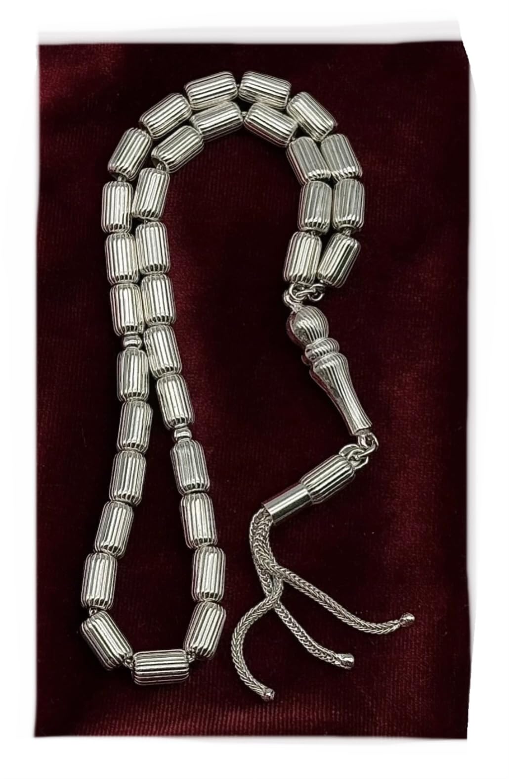 Generisch Gebetskette aus 925 Silber Tesbih Gümüş 30gr Büyük Çizgi Kapsül 925 ayar Gümüs Kapsül kesim Tespih Subha Misbaha Rosary Geschenkidee mit Geschenk Box
