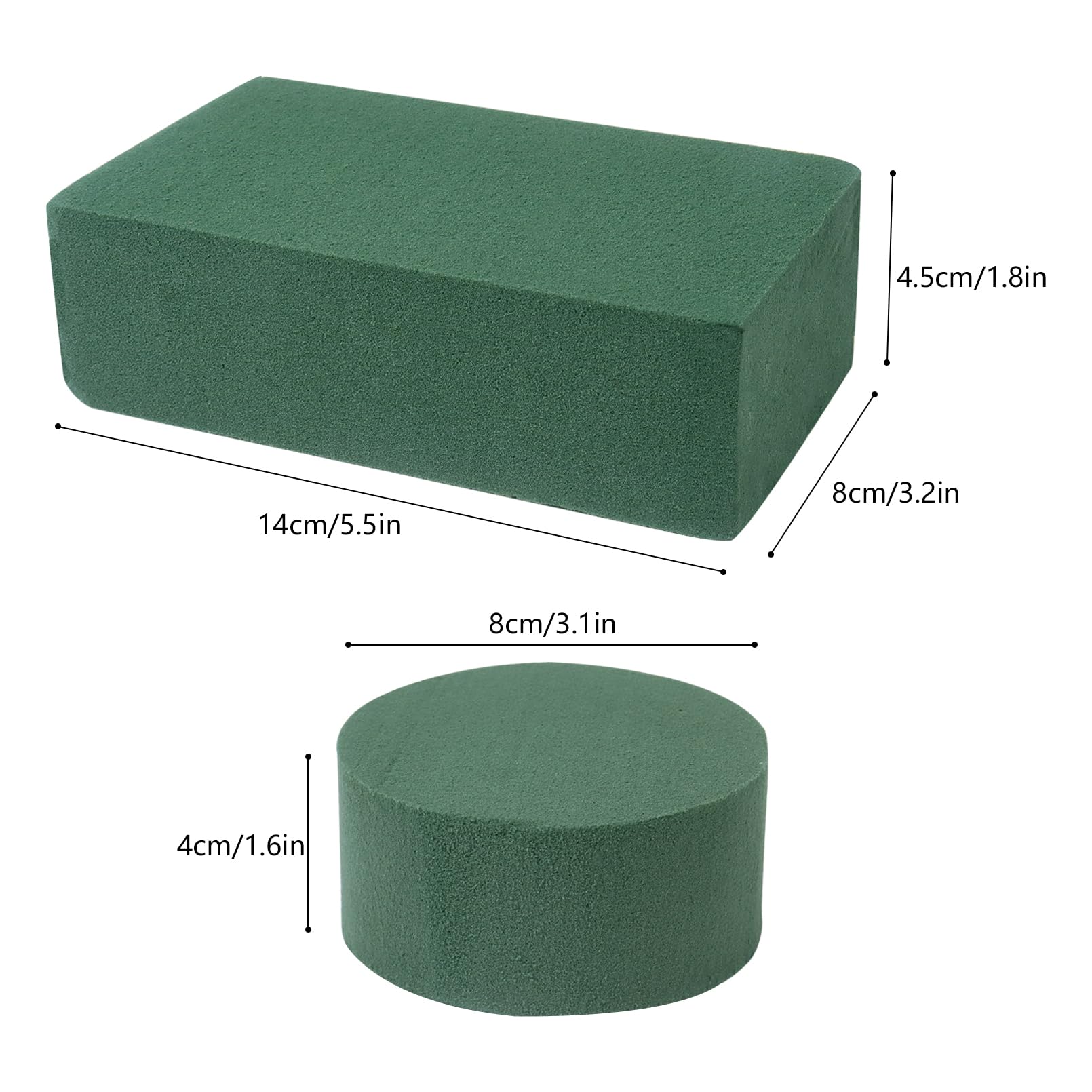 Nwvuop 7Pcs Floral Foam Blocks Round for Flower Arrangements - 2 Sizes (14×8×4.5cm, 8×8×4cm), Green - Image 2
