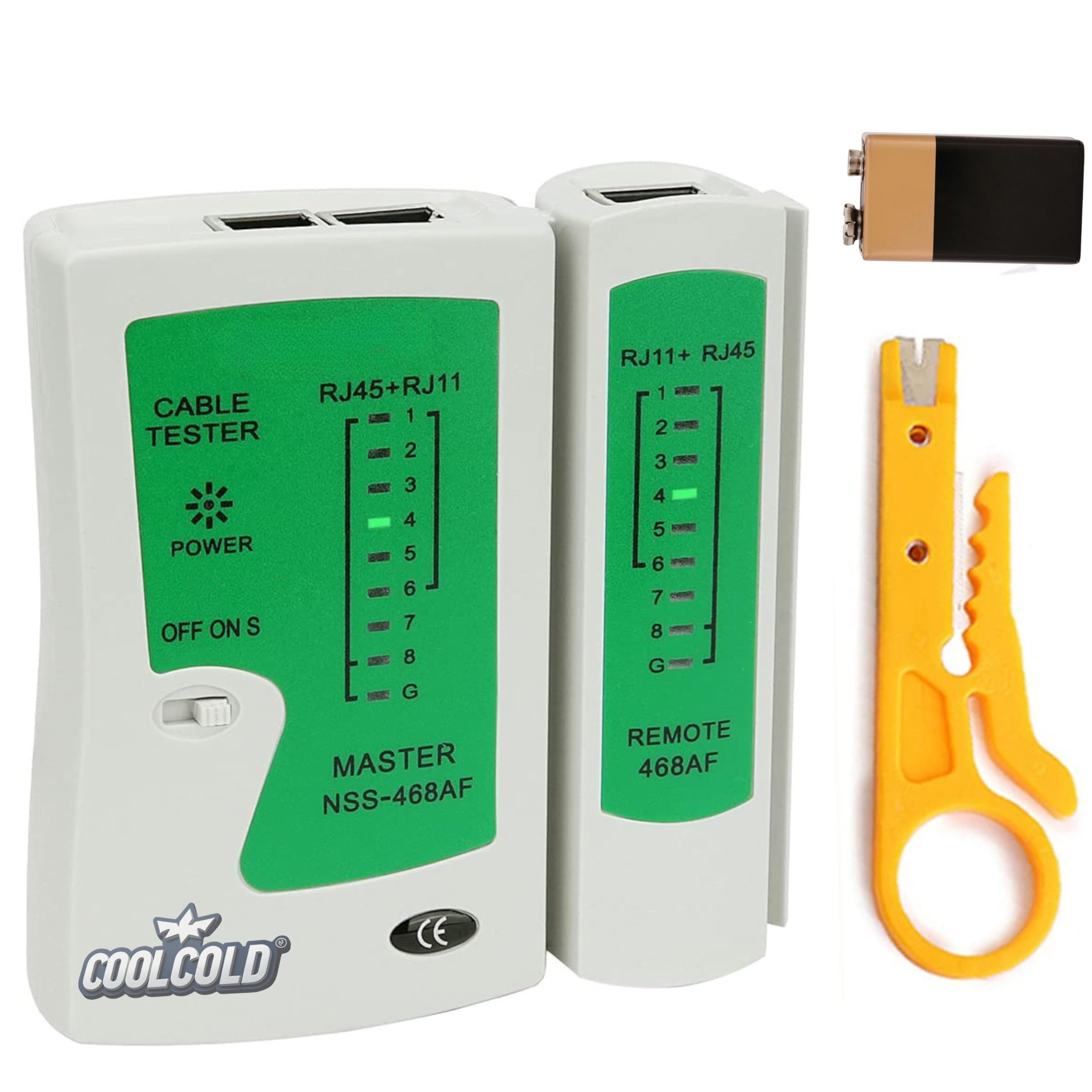 COOLCOLD Lan Tester, RJ45 And RJ11 | Network Cable Tester With 9V Battery, LED Indicators RJ12 CAT5 CAT 6 UTP Ethernet Lan Cable Tester Test Tool For Internet Broadband Connection Test (Blue)-image-4