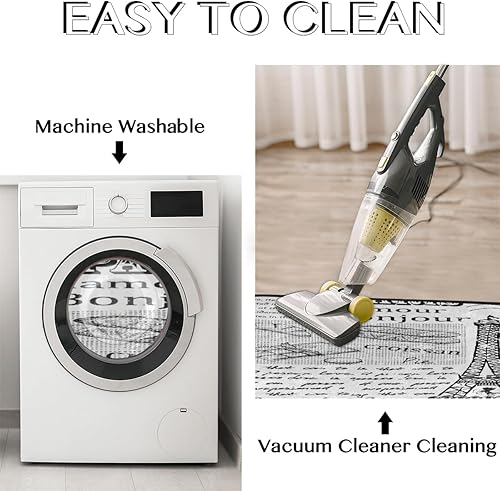 Vista 26 de GUYOS Tapete de cocina con patrón de limón vintage, acolchado, antifatiga, juego de 2 piezas, duradero, resistente a las manchas, parte inferior