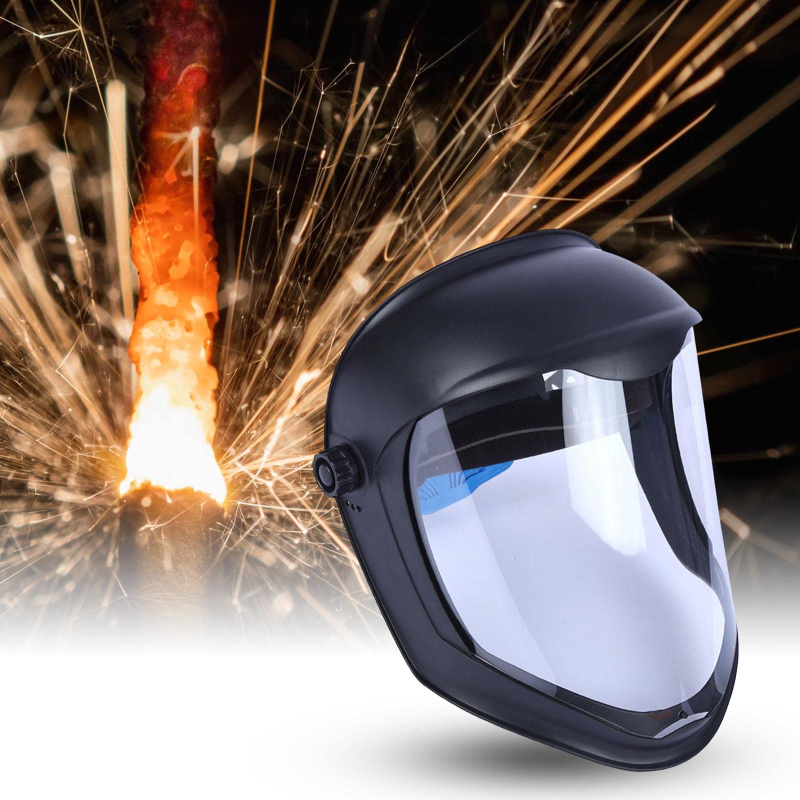 Harilla Visage Bouclier Casque w/Visière Claire À Cliquet Sécurité Broyage, dans supérieur, Masque Double Bandeau