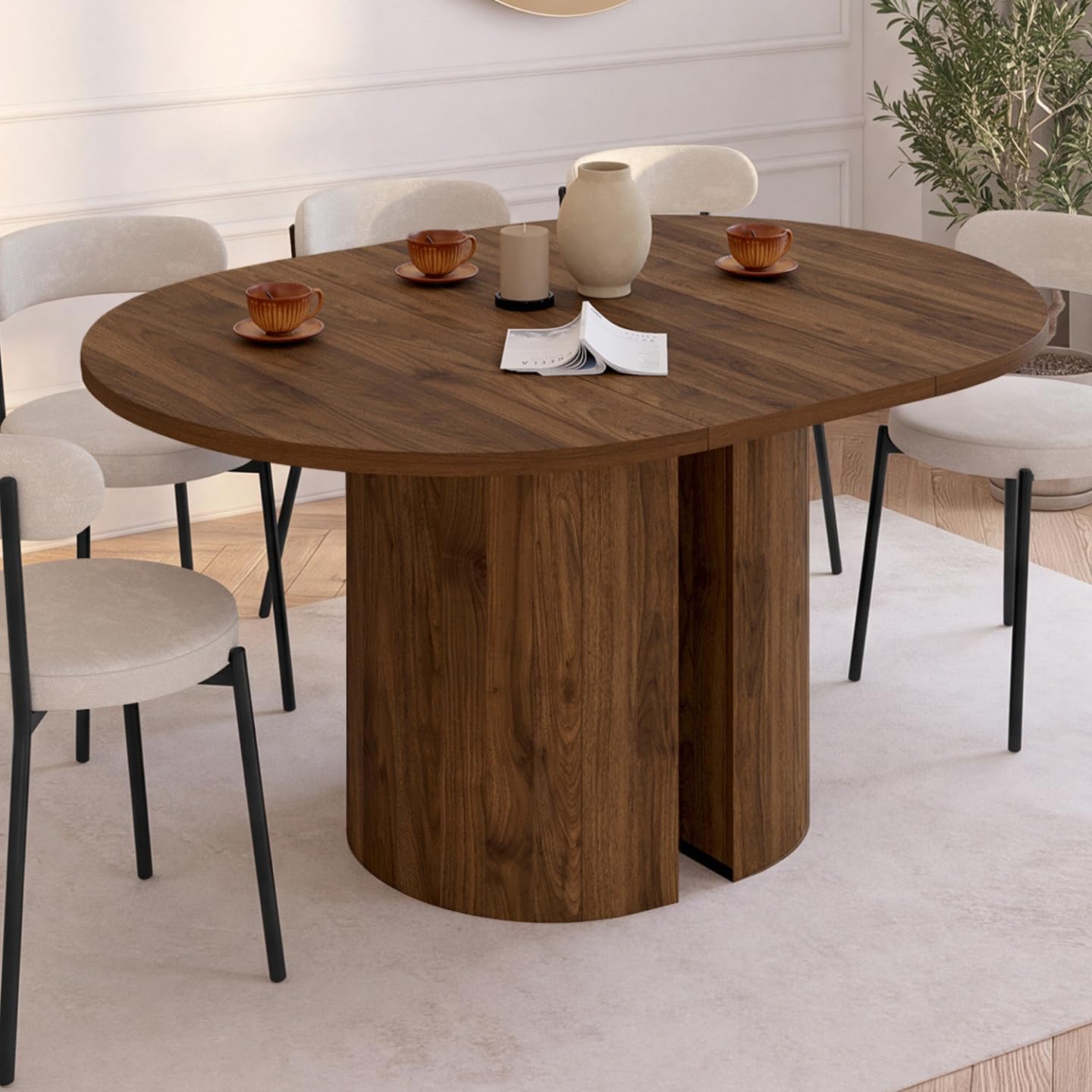 IDMarket - Tavolo da pranzo allungabile Michelle Noce 110-150 cm