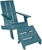 Highwood Italica Modern Adirondack Chair and Ottoman, 2-Piece Set, Federal Blue