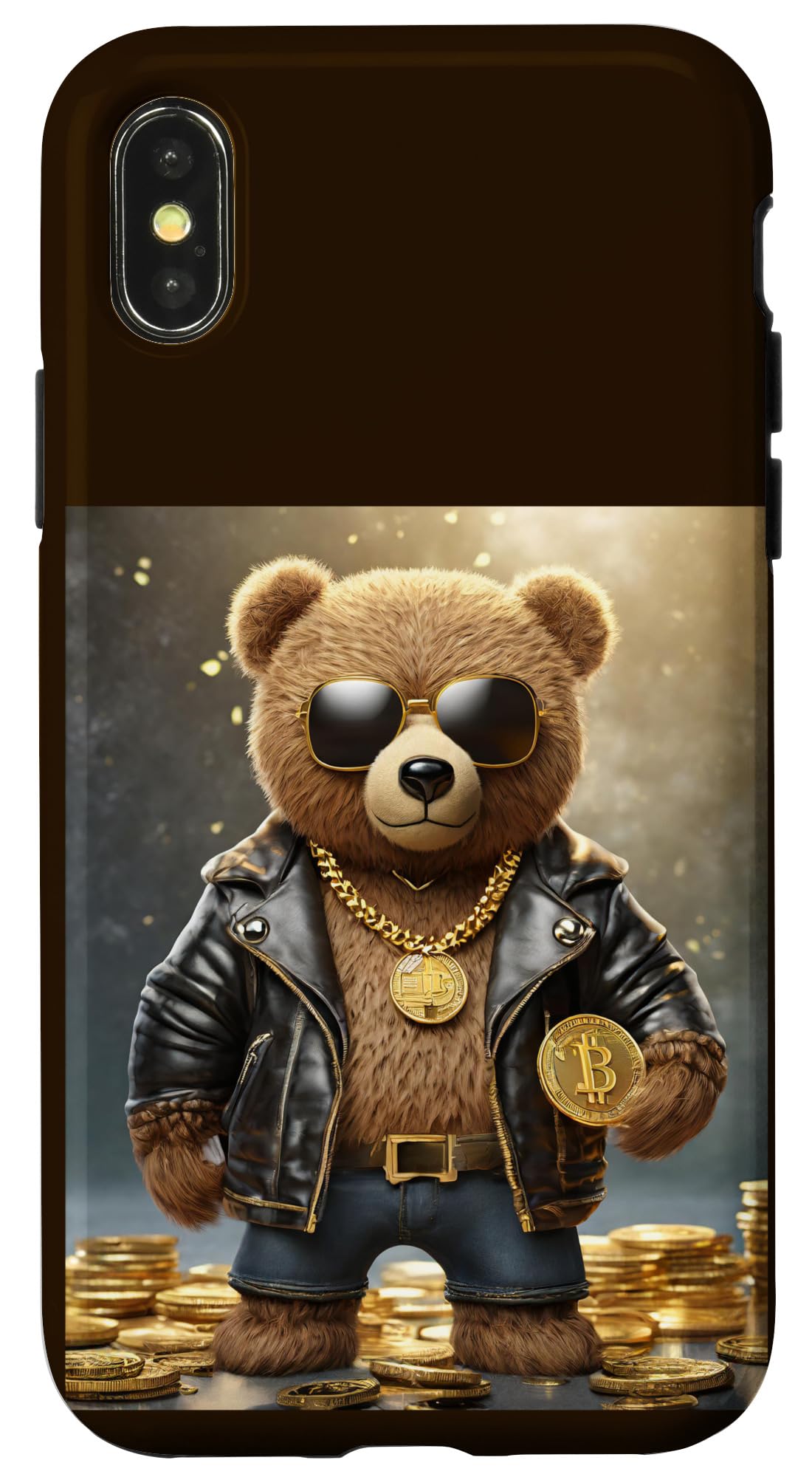 Amazon.com: iPhone X/XS Cool Rich Bitcoin Teddy Bear Illustration Graphic  Designs Case : Cell Phones & Accessories