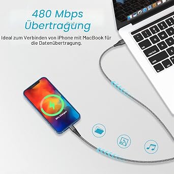 iPhone Charging Cable 3 m 2 Pack [Apple MFi Certified] Long USB Lightning Cable Nylon iPhone Cable USB Charging Cable iPhone Fast Charging Cable for Apple iPhone 14 13 12 11 Pro Max 8 7 6 iPad