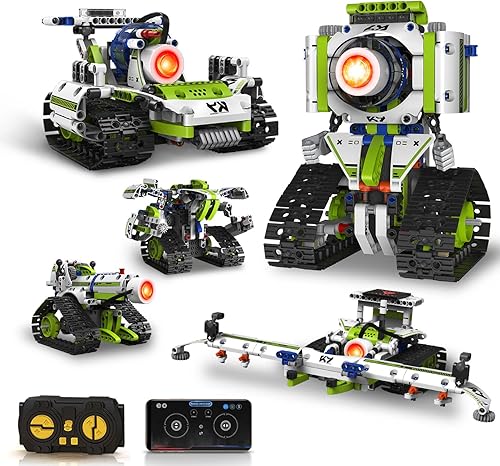 Miniatura 10 de Kit de construcción de robot STEM para niños de 8 a 16 años, juguetes robot 5 en 1 con aplicación y control remoto, 269 piezas de bloques