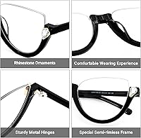 Vista 5 de Zeelool Elegante marco de gafas de ojo de gato sin montura para mujeres con lente transparente sin receta Felicia VHP0189