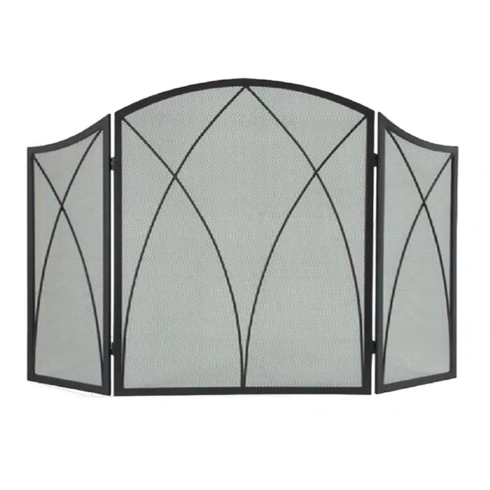 Salvachispas Chimenea Pantalla para Chimenea Plegable de Tres Hojas con Malla, Cubierta Protectora Negra Plegable para Estufa de Leña, Marco Protector contra Chispas para Chimenea Moderna