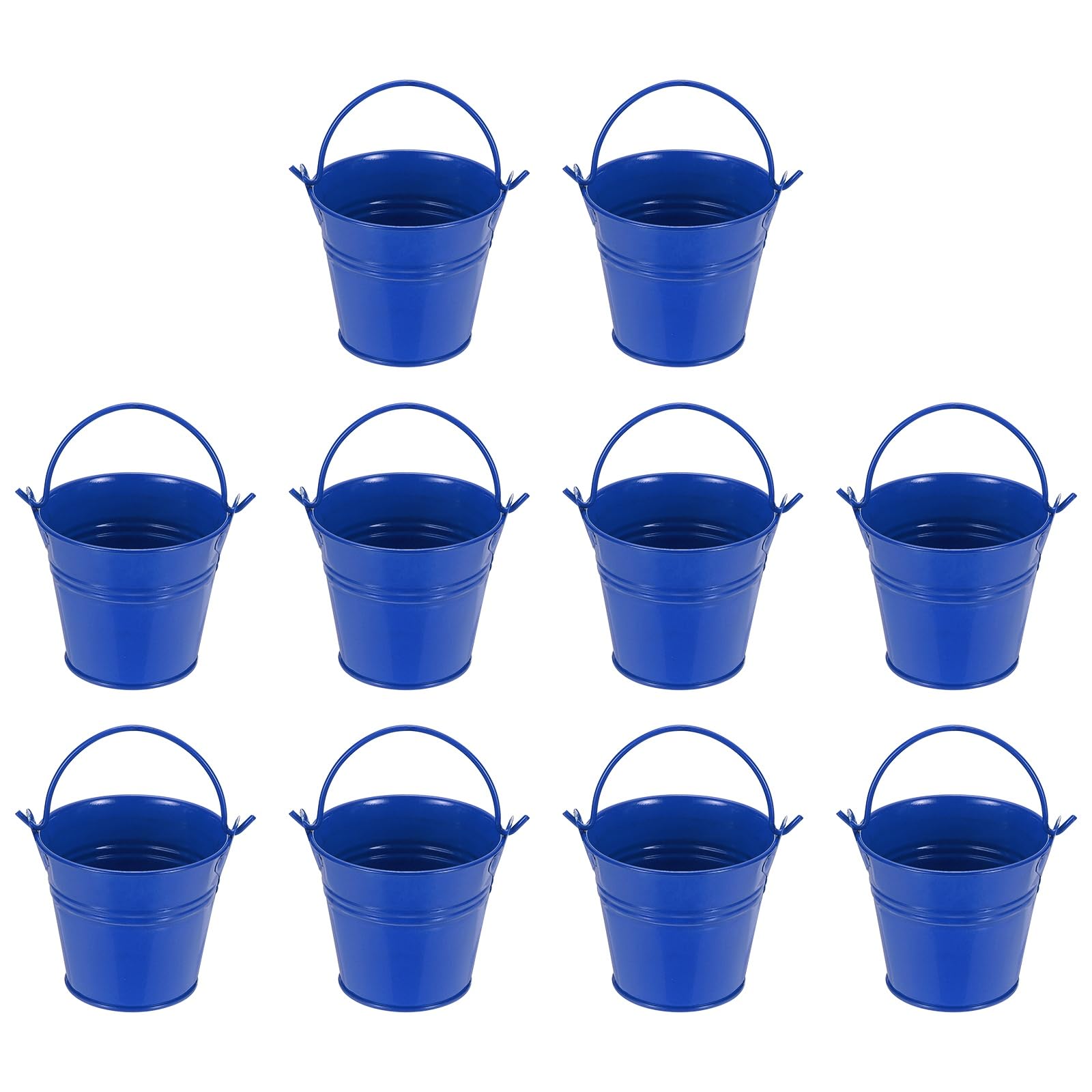 YELARXI Small Metal Buckets, Mini Buckets with Handle Galvanized Colored Tin Pail Containers Basket Party Supplies - Fit for (Halloween - Classroom Crafts) 2.7" & 10Pcs & Dark Blue