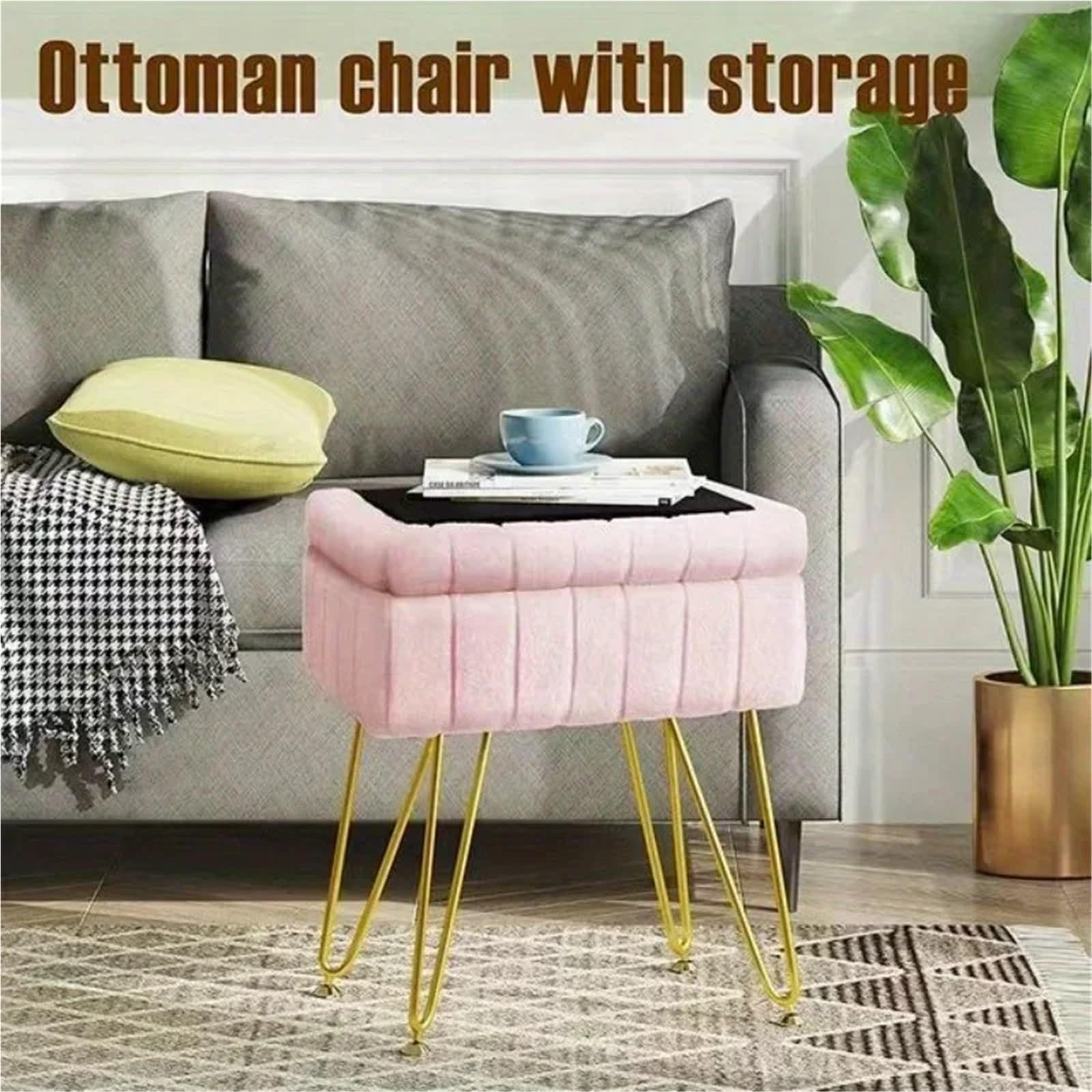 Pouf Poggiapiedi Sgabello da toeletta, sgabello trucco, contenitore, sedia, manicure