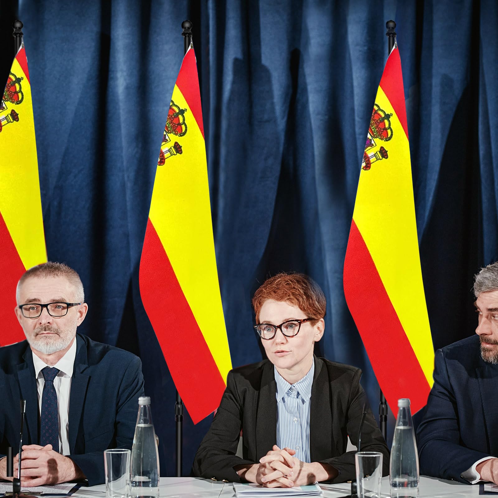 Mástil de bandera de interior con base, 200 cm-252 cm elevado y bajado para ajustar la altura, la base añade peso, los mástiles giran 360 grados, bandera de España de 90 x 150 cm. Adecuado para