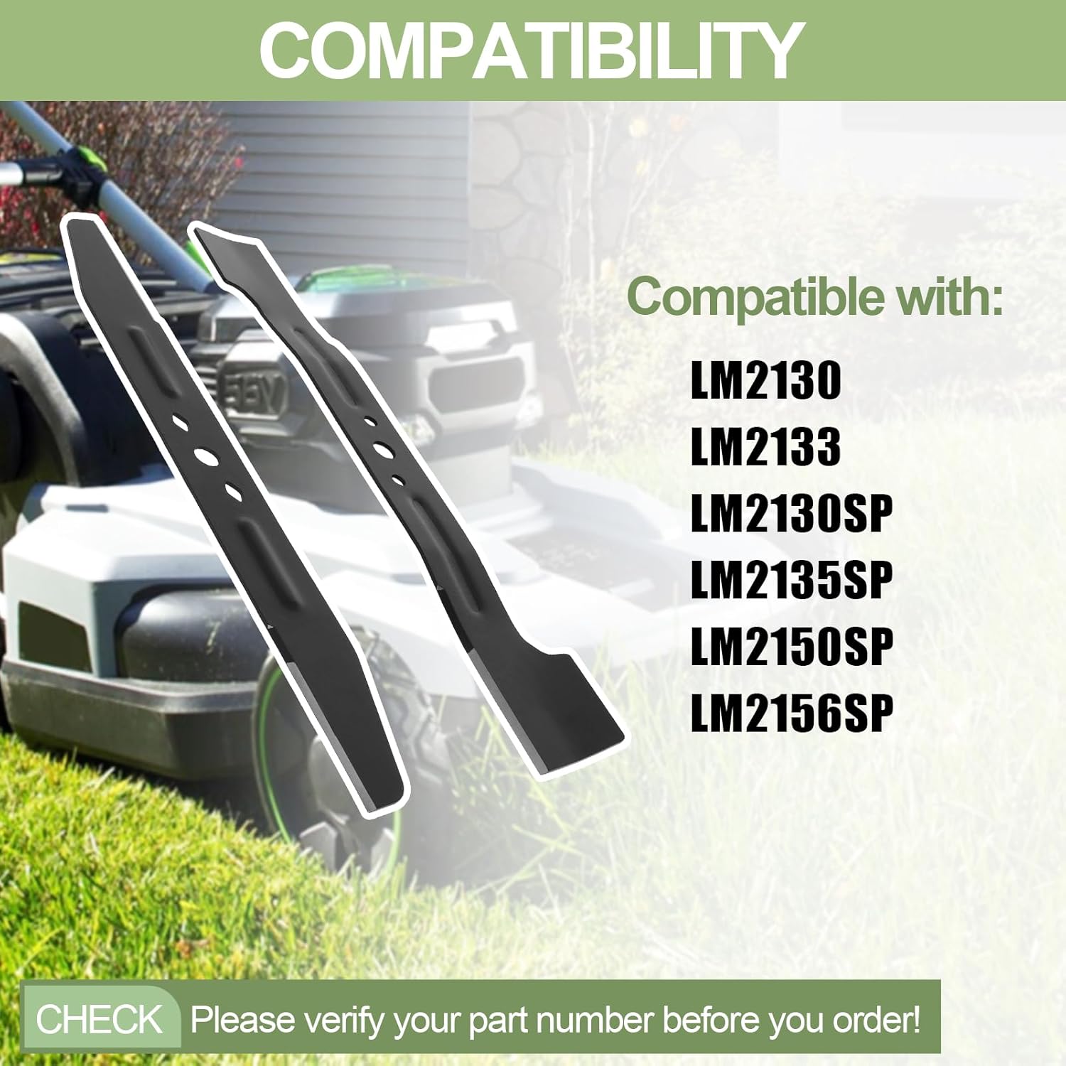 AB2102D High-Lift Bagging Blade Set 21" Compatible with EGOO LM2130, LM2133, LM2130SP, LM2135SP, LM2150SP, and LM2156SP Models Lawn Mower Blade Replacement Black