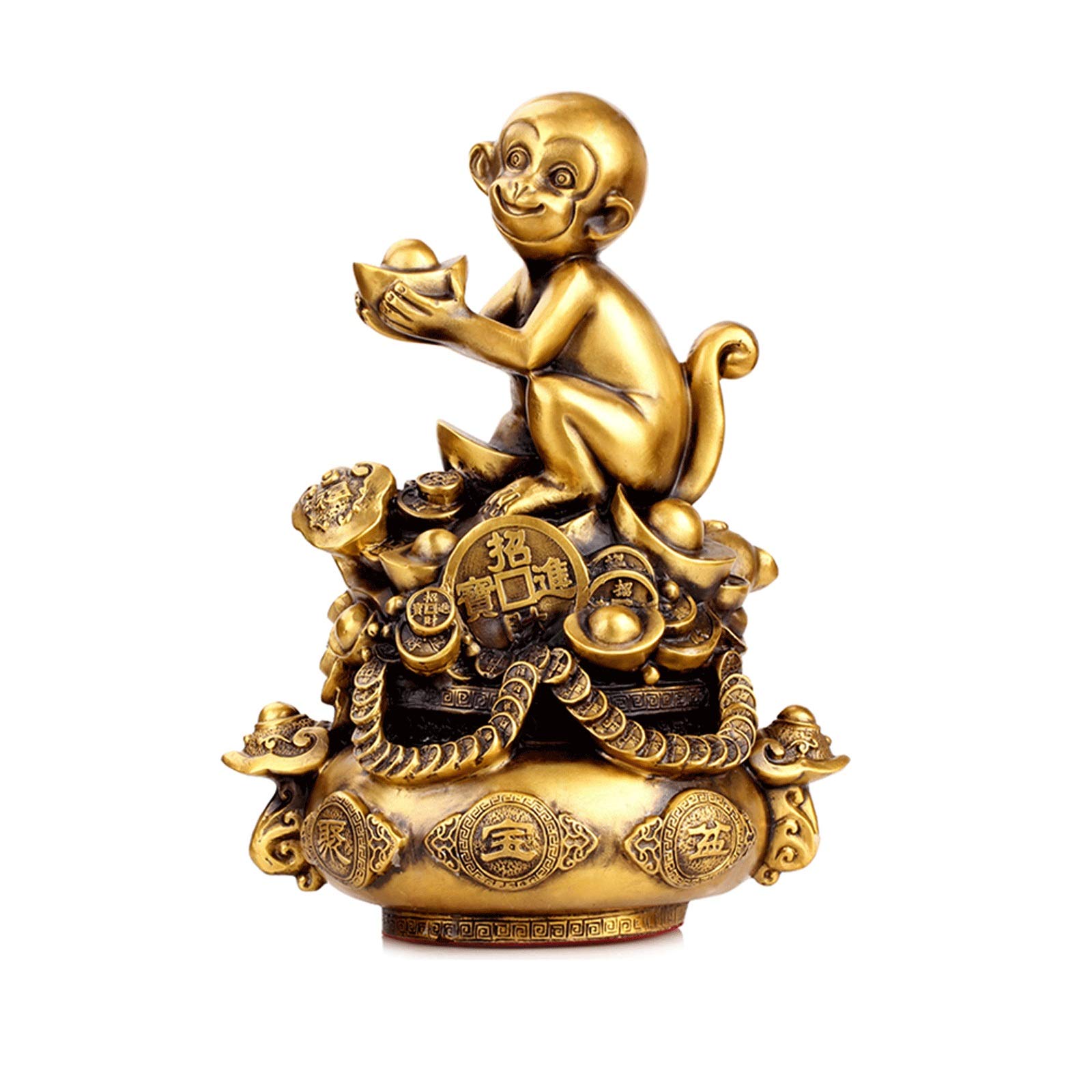 SnamicE Buddha Statue Zodiac Brass Monkey Statue Monkey and Cornucopia Sculpture Holding Gold Ingots Home Decor Collectibles Figurine High-end Gifts Buddha garden,