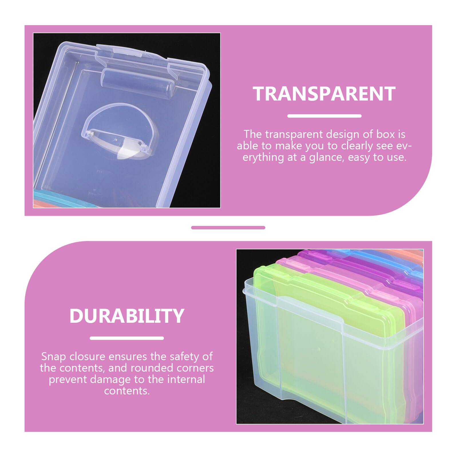 Fotobox für Aufbewahrung von Fotos Postkarten und Kleinteilen Tragbarer Fotoorganizer mit Glatter Oberfläche und Abgerundeten Kanten