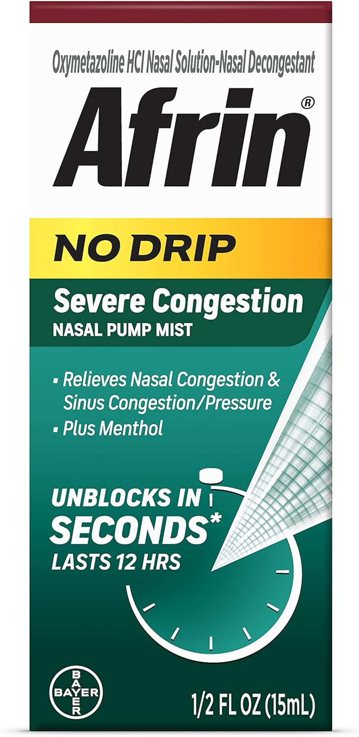 Afrin No Drip Severe 12 Hour Nasal Decongestant Pump Mist