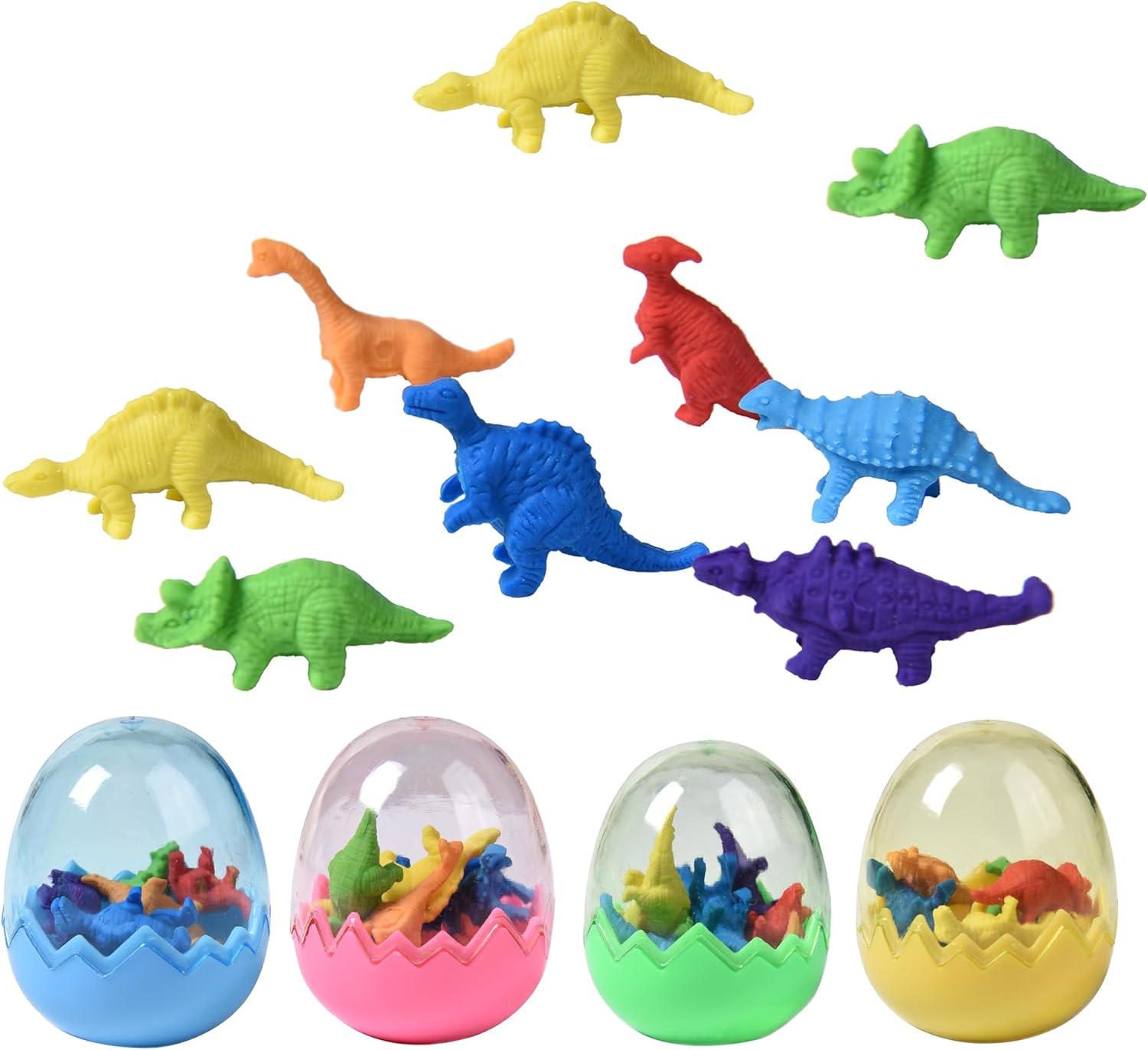 HILAZA Dinosaur Erasers with 12 Pieces Dinosaur Eggs for Kids, Mini Cute Dino Erasers Bulk for School Classroom Rewards Easter Gifts Easter Basket Stuffers Fillers