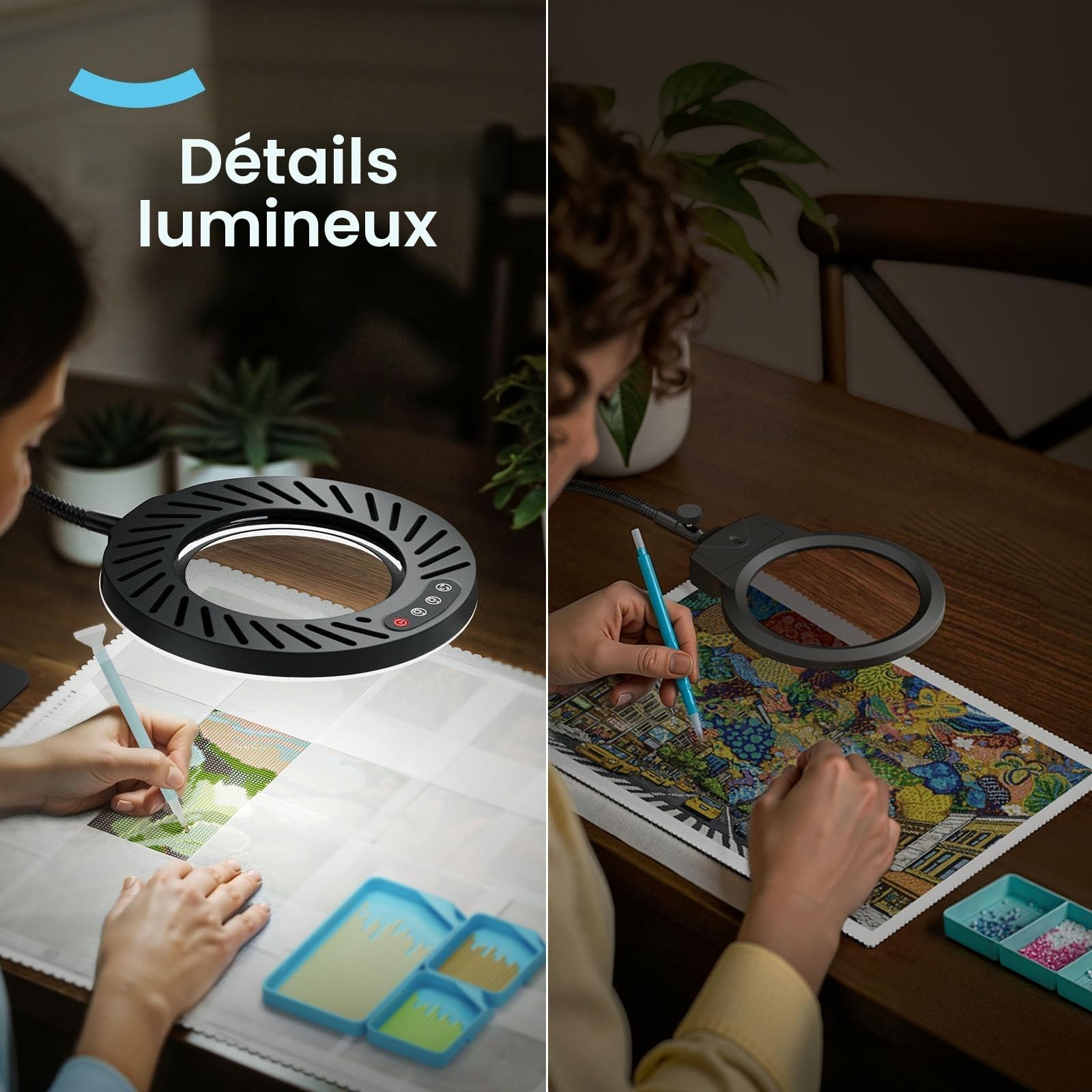 ARTDOT 10X Lampe Loupe sur Pied, 144 LED Lampe de Bureau avec 5 Températures Couleur et 9 Niveaux Luminosité pour Diamond Painting Accessoires Lecture Bijoutier