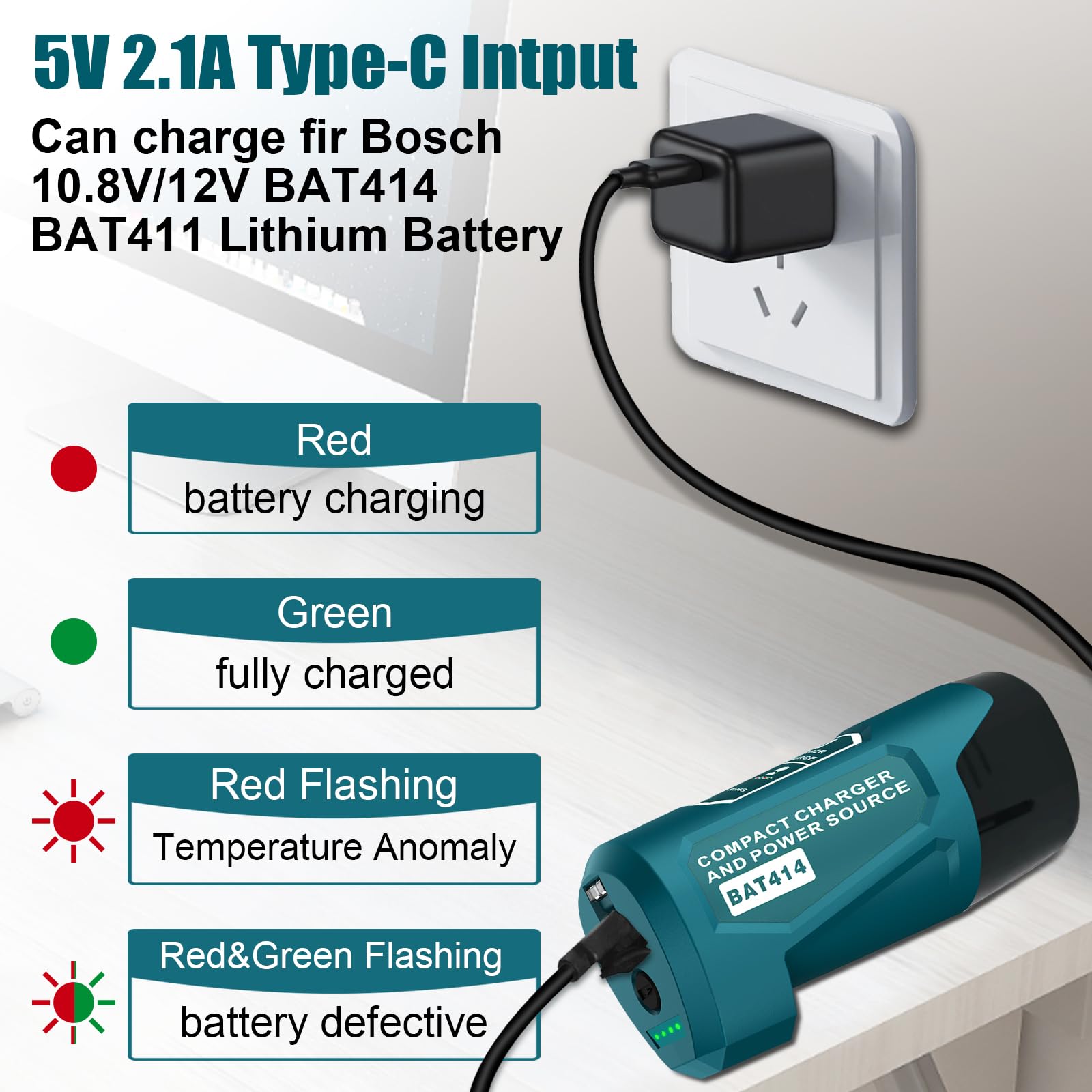IRONFACE Adapter Für Bosch 10,8 V / 12 V Akkus – Stromanschluss Für DIY-Projekte, Ohne Akku