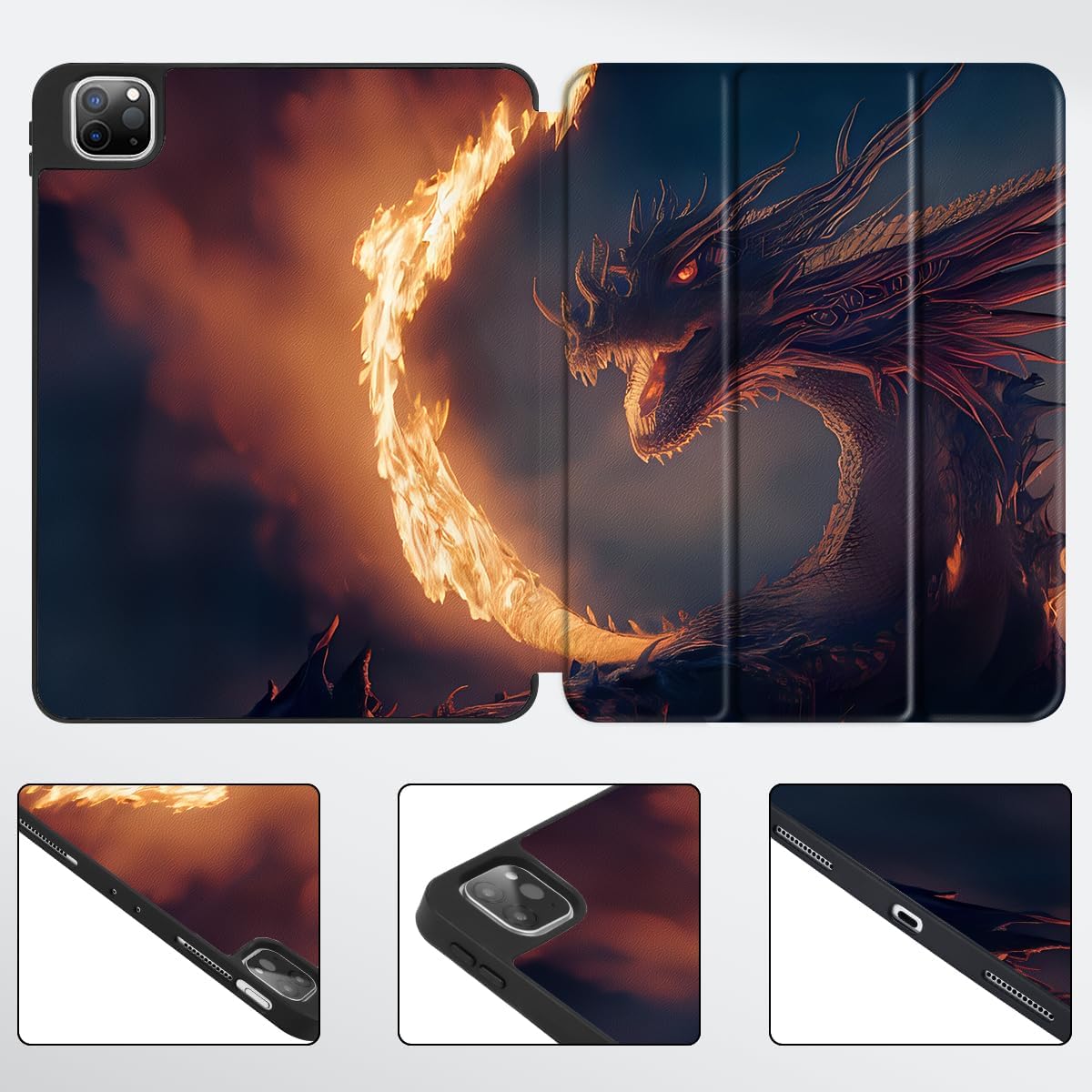 Tuiklol Case for M2 iPad Pro 12.9 inch Generation 6th/5th/4th/3rd 2022 2021 2020 2018 Release - Built in Pencil Holder Slim Protective Stand Back Cover with Auto Wake/Sleep iPad Cover,Fire Dragon - Image 7