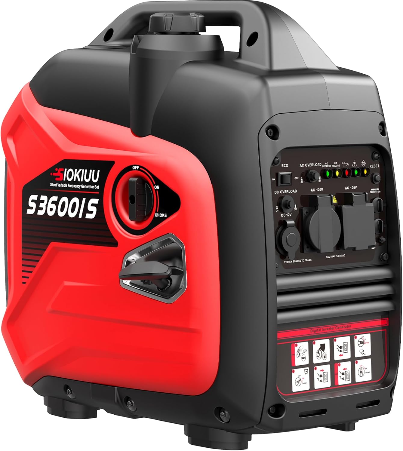 3600W Portable Generator Super Quiet Inverter Generator Ultra Lightweight for Home Backup Outdoor Camping, CO Sensor Protect, EPA, ECO Mode