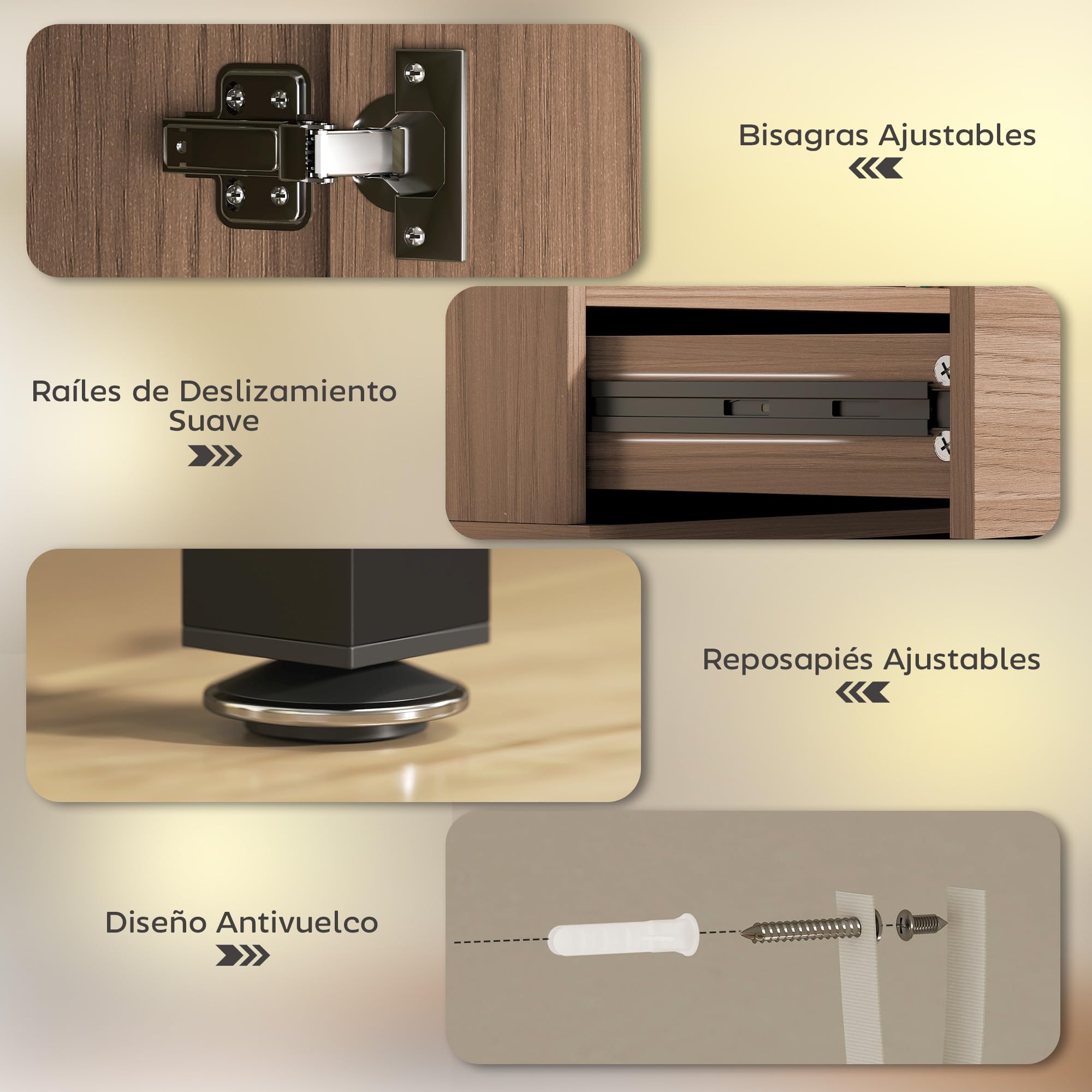 HOMCOM Aparador 1 Puerta Aparador para Salón Moderno con Cajón Estante Ajustable y 3 Compartimentos Abiertos para Comedor Entrada Dormitorio 60x34x121 cm Natural