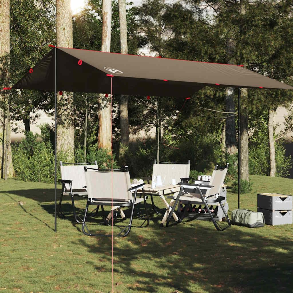 Tarp Campingplane 306 x 306 cm, Vielseitige Zeltplane aus 185T Polyester, Outdoor Überdachung mit Ösen für Camping und Trekking, Olivgrün, Inklusive Tragetasche